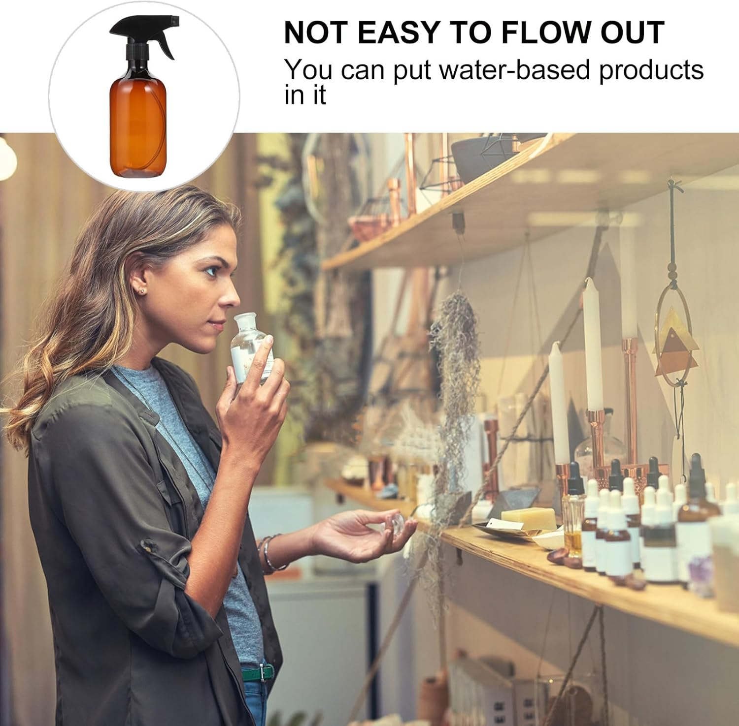 Zerodeko 4Pcs 500Ml Pet Plastic Spray Bottles Set with Adjustable Nozzle, Refillable Travel Size Mist Sprayer for Hair, Cooking, Cleaning, Brown image number 4