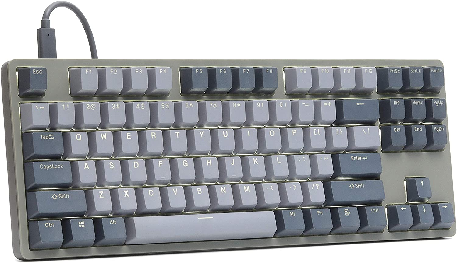 DROP ENTR Mechanical Keyboard &mdash; Tenkeyless Anodized Aluminum Case, Doubleshot Shine-Through PBT Keycaps, N-Key Rollover, USB-C, White Backlit LED, Fast & Linear Switches (Green/Gray, Gateron Yellow) image number 3