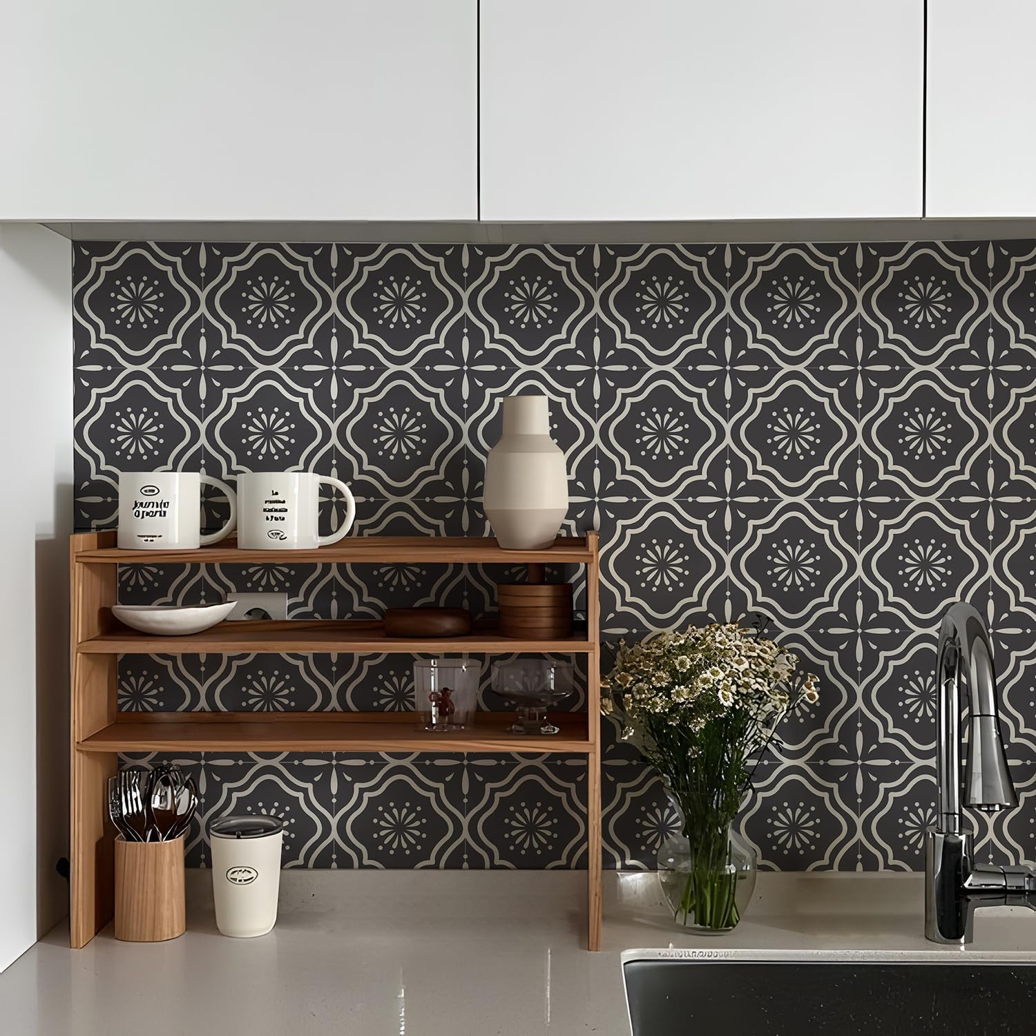 Alwayspon Tile Sticker, Sage Green Brick Self Adhesive Stick on Tiles Transfer Sticker for Bathroom Kitchen, Splashback, Peel and Stick Vinyl Floor Wall Tiles Sticker, 10Pcsx20Cm/8Inch