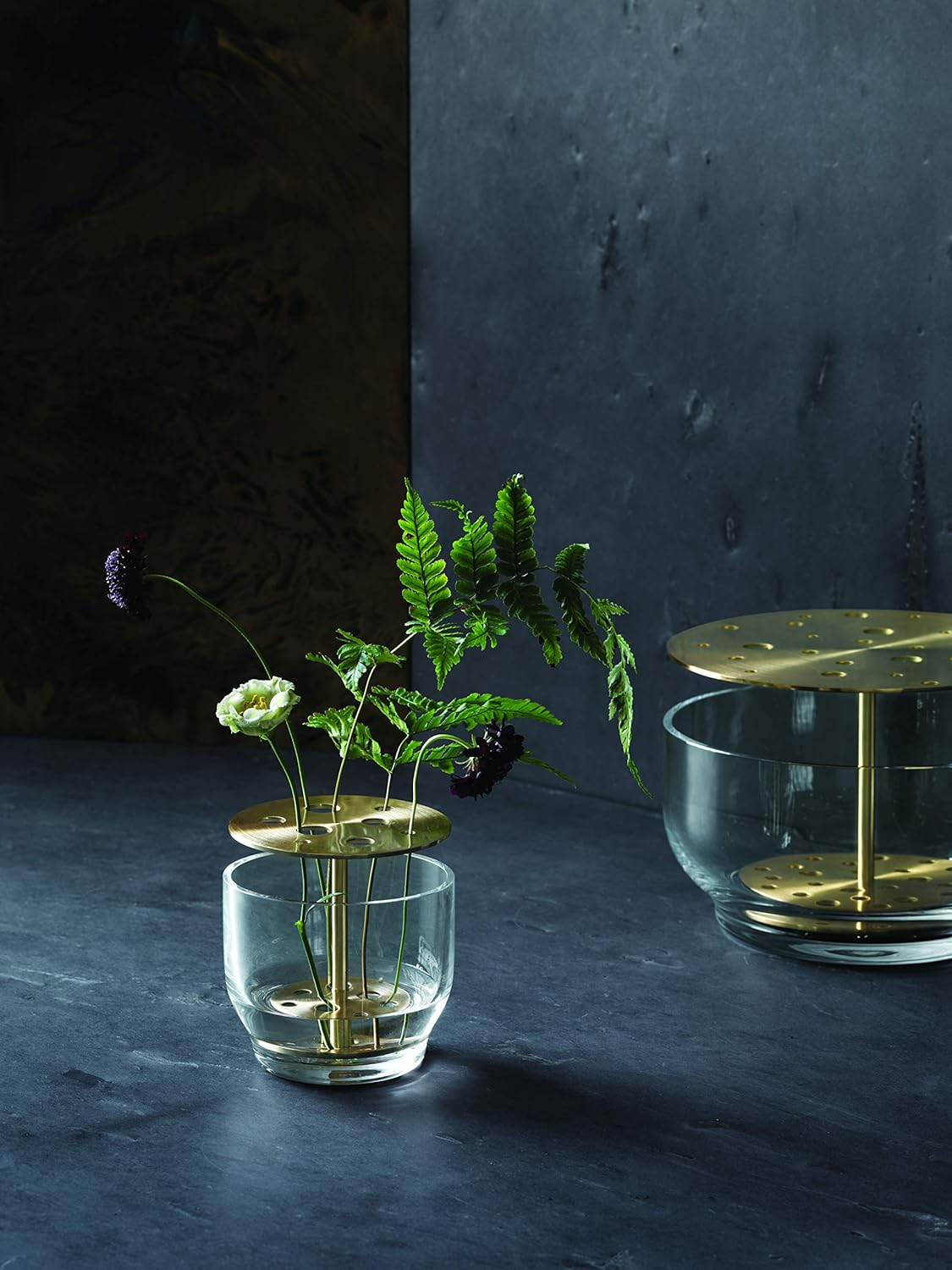 Fritz Hansen 840141 Flower Base, Ikebana Base, Small, 4.7 X 4.7 X 5.1 Inches (12 X 12 X 13 Cm), Clear Glass image number 1