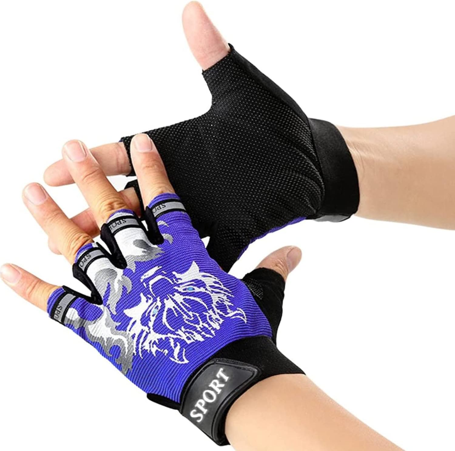 JZS Kids Fingerless Cycling Gloves Breathable Non-Slip Child Riding Gloves Half Finger Outdoor Sports Gloves Fishing Bicycle Roller Skating Hunting Climbing for Girls Boys image number 2
