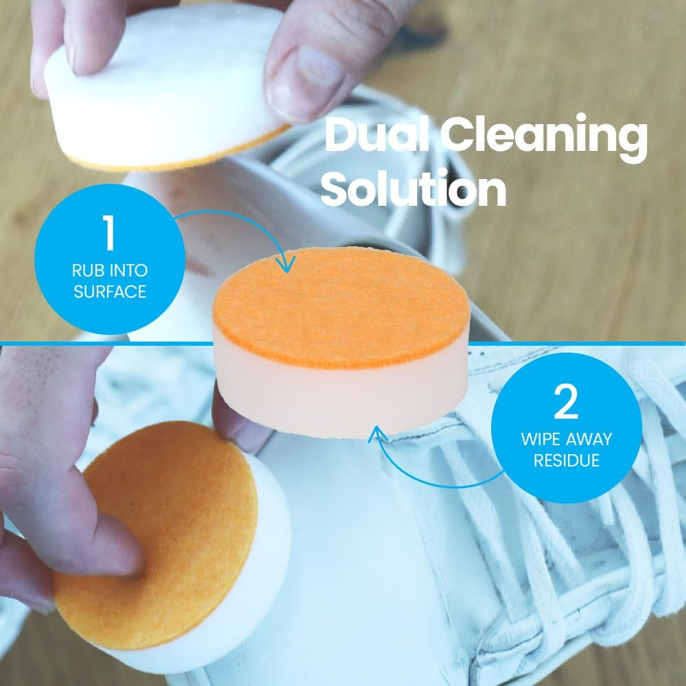 White Magic Eco Eraser Dual Sided Shoe Cleaner &ndash; Instant Scuff Mark Remover, Restores Leather, Rubber & PVC Shoes, 10-Pack, Easy Water-Activated Sponge, Reusable for Flawless Sneaker Care