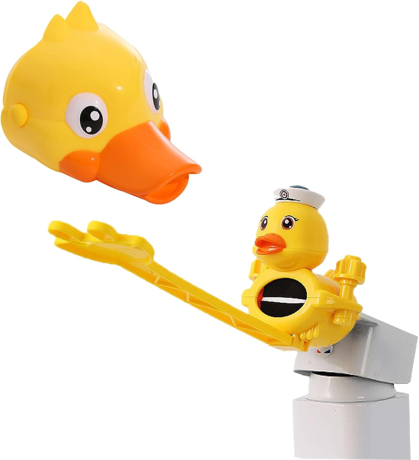 Kids Faucet Extender 2-Piece Set, Cute Yellow Duck Design, Safe Bathroom Sink Helper for Toddlers and Babies, Faucet Extender and Faucet Switch Extender image number 3