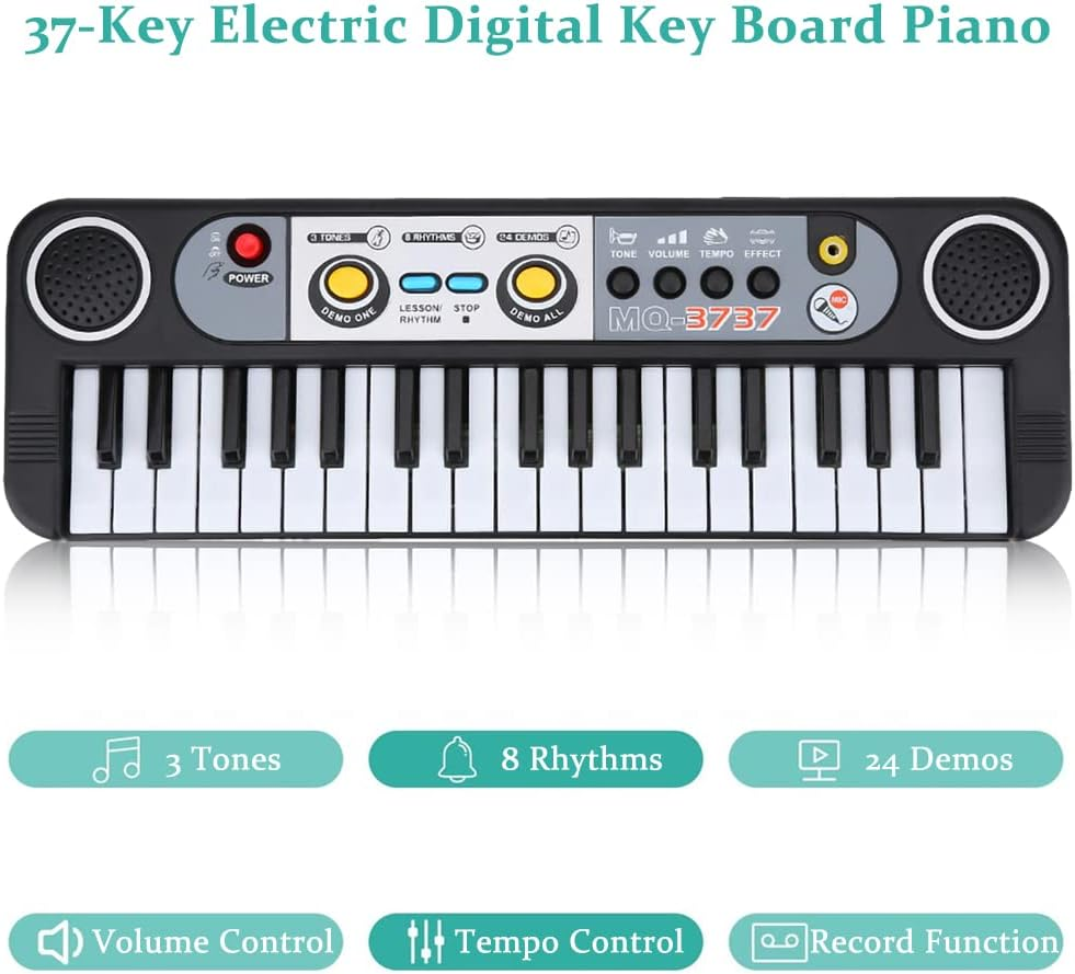 37-Key Electric Piano Keyboard Portable Indoor/Outdoor Playing Digital Key Board Piano Musical Instruments Kids Toy with Microphone, Musical Instruments Toy, Birthday Gift for Kids image number 1