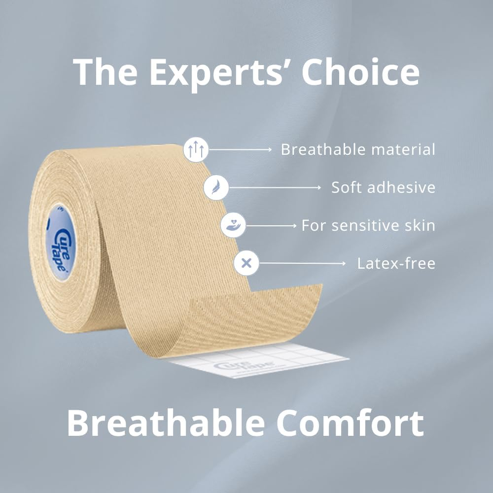 Sensitive Kinesiology Tape with Gentle Adhesion | Hypoallergenic Water Resistant K Tape | for Sensitive Skin, Elderly or Children | Gentle to Remove | 1 Roll of Uncut 5Cm Wide Muscle Tape