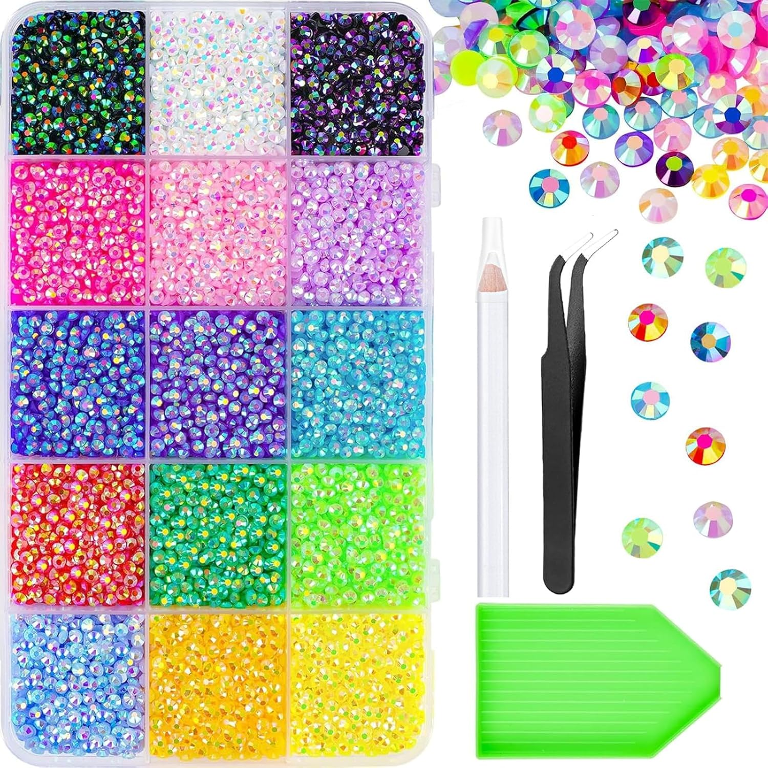 Weidllys 18000PCS Resin Jelly Rhinestones for Crafting, Multicolor 3Mm Flatback Rainbow Gems, Withl Nail Rhinestone Picker, Bedazzling Crystal for DIY Crafts Clothing Tumblers Mugs Shoes Fabric Decor Nail Art Makeup image number 4