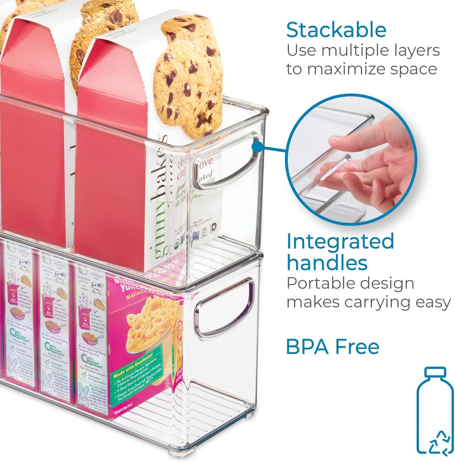 Interdesign Cabinet/Kitchen Binz Kitchen Storage Container, Small Plastic Storage Boxes for the Fridge, Freezer or Pantry, Clear image number 3