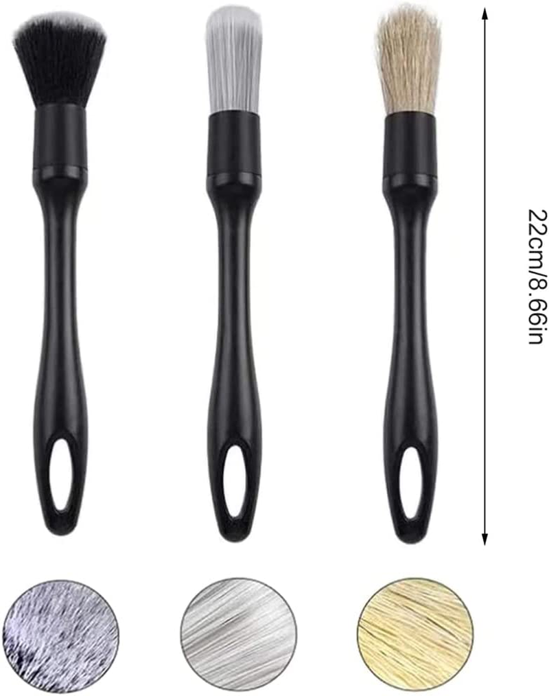 Car Detailing Brushes Set, Pyhot 3 Pack Car Interior Cleaning Tool, Car Detailing Brushes Interior Duster,Auto Interior Soft Bristles Cleaning Car Detailing Brush Dusting Tools image number 1