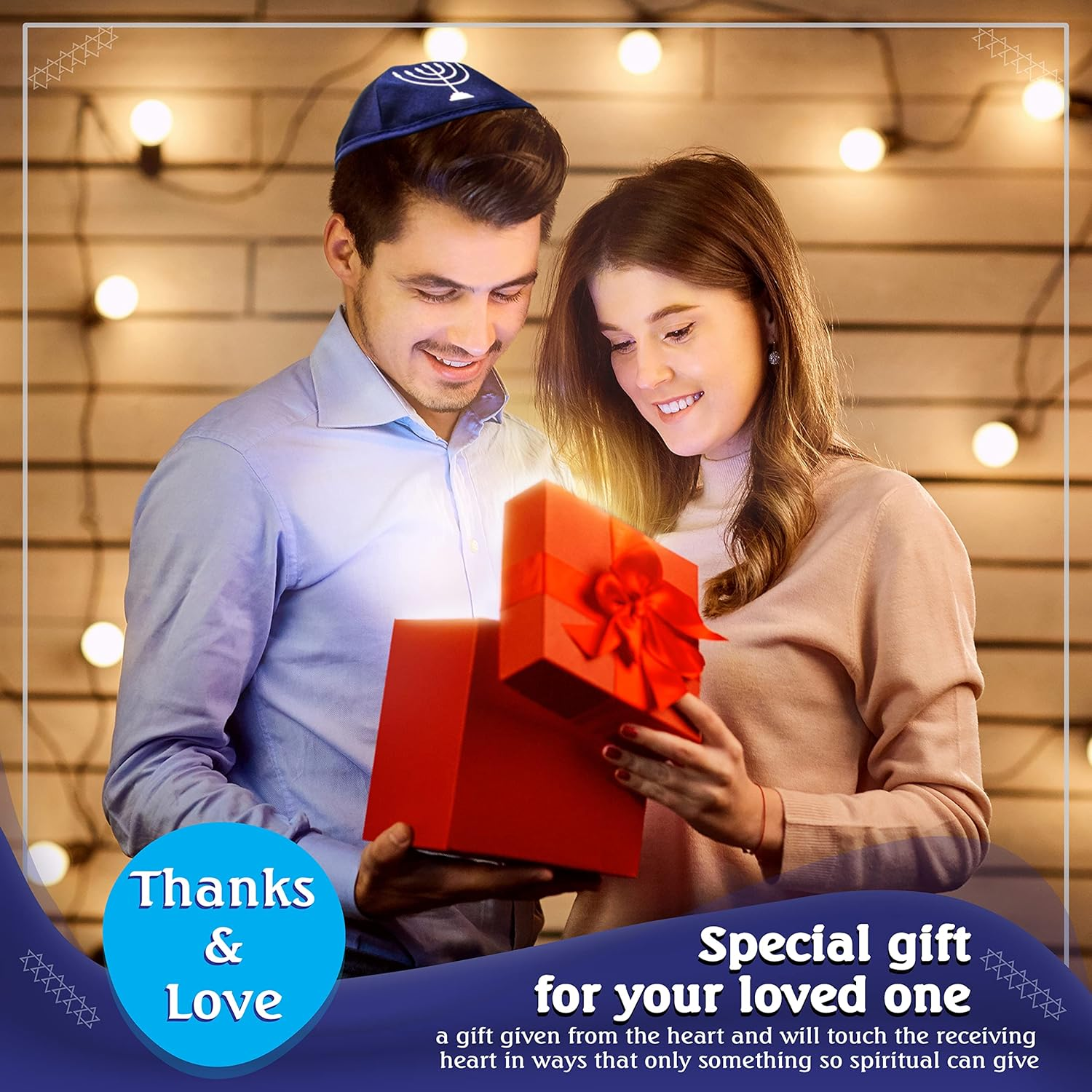 Holyudaica Pack of 5-Pcs Hq 20Cm Satin/Velvet Kippah with Silver/Gold String+Star of David for Men & Boys, Israel Kippot Bulk