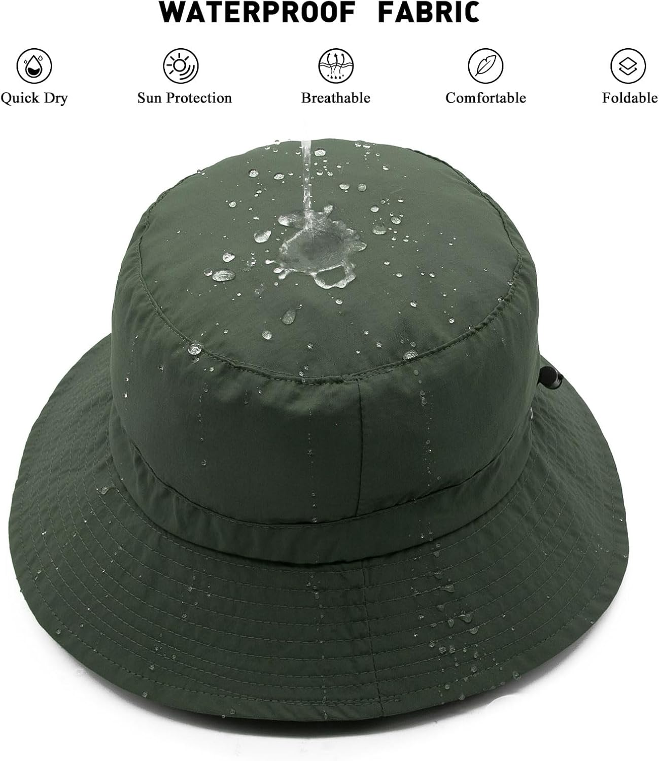 Bucket Hat with String Waterproof for Women Men Adjustable UV400 Summer Beach Climbing image number 1