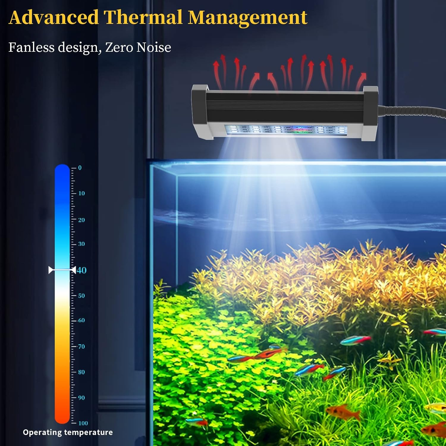 Lominie LED Aquarium Light,2-Channels Manual Timer Dimmer Planted Fish Light with Adjustable Gooseneck,Full Spectrum Plant Fish Tank Clip on Light, with Remote Controller.(Freshwater,)