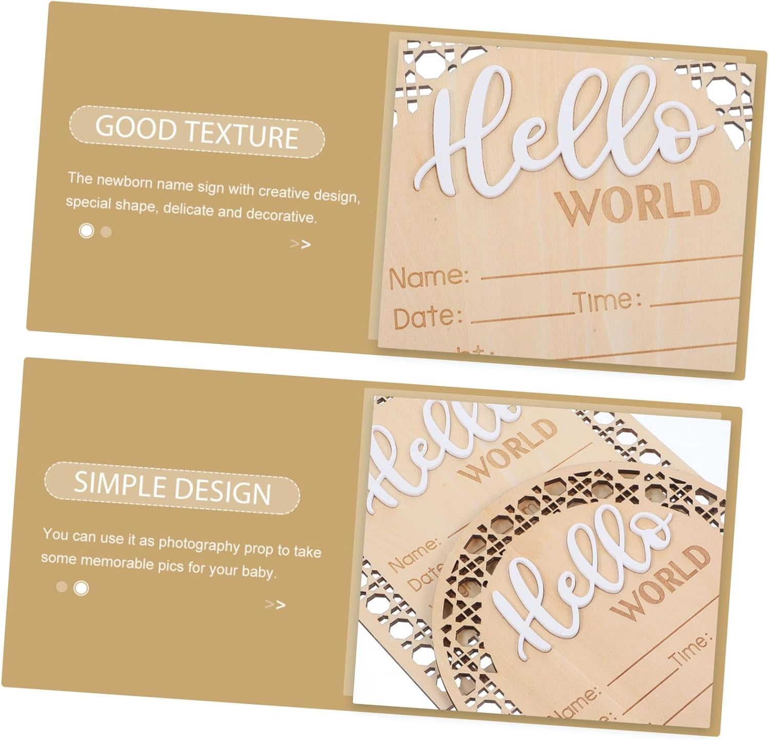 Baby Name Announcement Sign Newborn Birth Name Sign for Hospital Nursery Wooden Infant Announcement Board Set of 2 for Baby Room image number 5