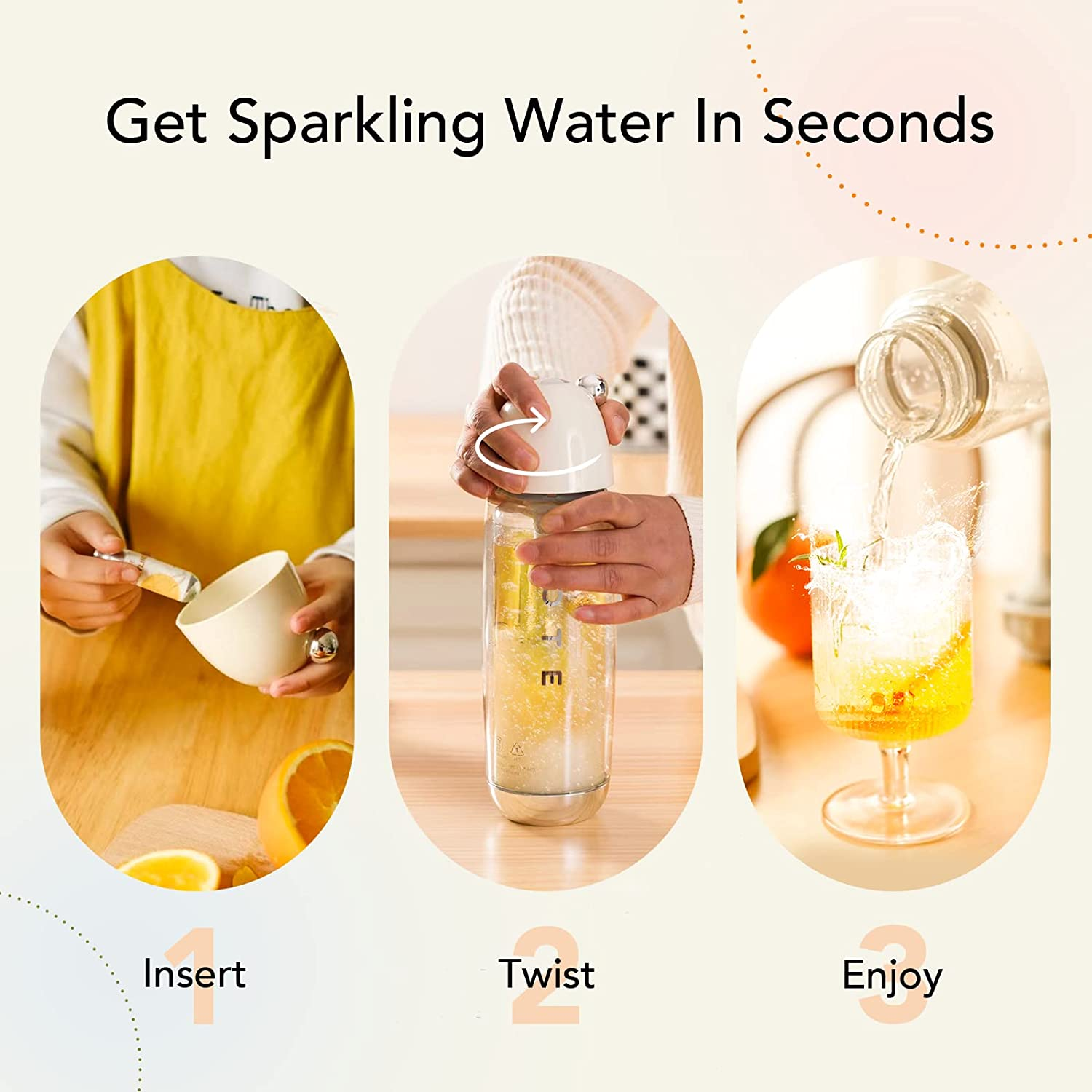OTE Portable Sparkling Water Maker Soda Maker Machine for Home with 20PCS Cylinders 450Ml Personal Seltzer Carbonators Electroless Double Layer PET Bottle BPA Free Double Pressure Relief Valves-Blue image number 4