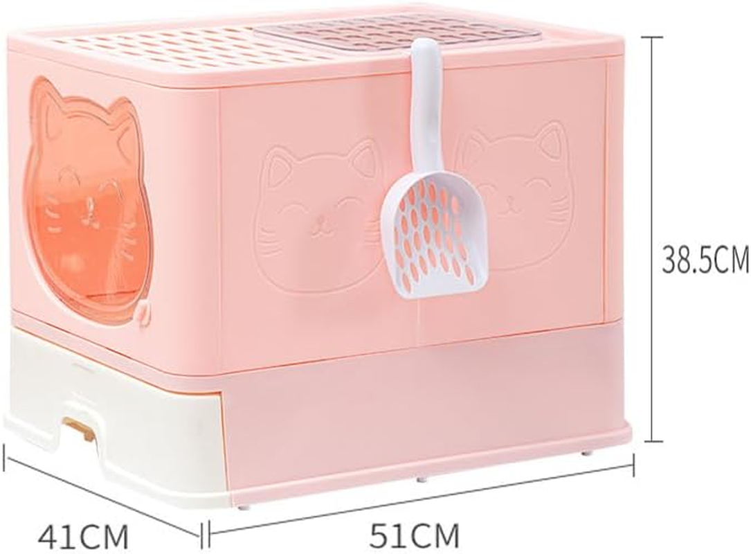 Meikuler Cat Litter Box Large Litter Pan for Cats Foldable Litter Boxes Comes with Cat Litter Scoop (Upg-Pink) image number 3