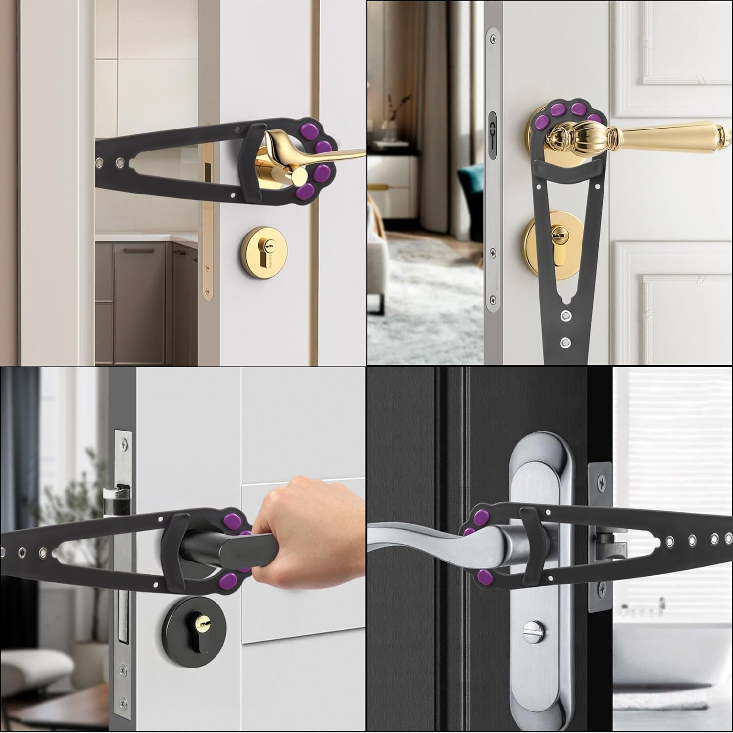 YAODHAOD 2Pcs Cat Door Latch Holder, Cat Door Bracket Latch, Adjustable Door Strap for Letting Cats In, Keeping Dogs Out image number 1