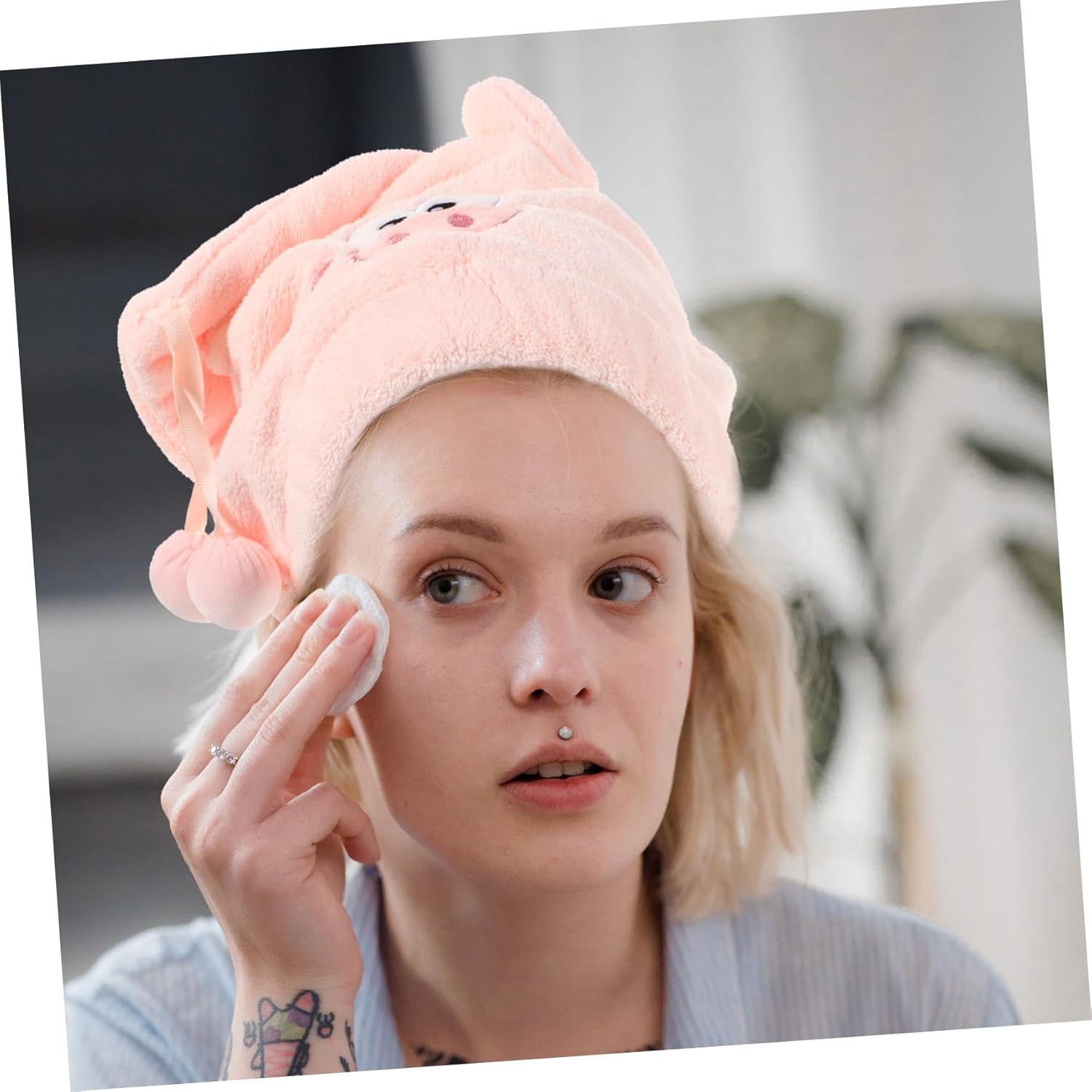 MOTHNUR Cartoon Dry Hat for Women Hair Bonnet Fleece Material for Quick Dry Hair Towel Cap Reusable Shower Cap image number 4