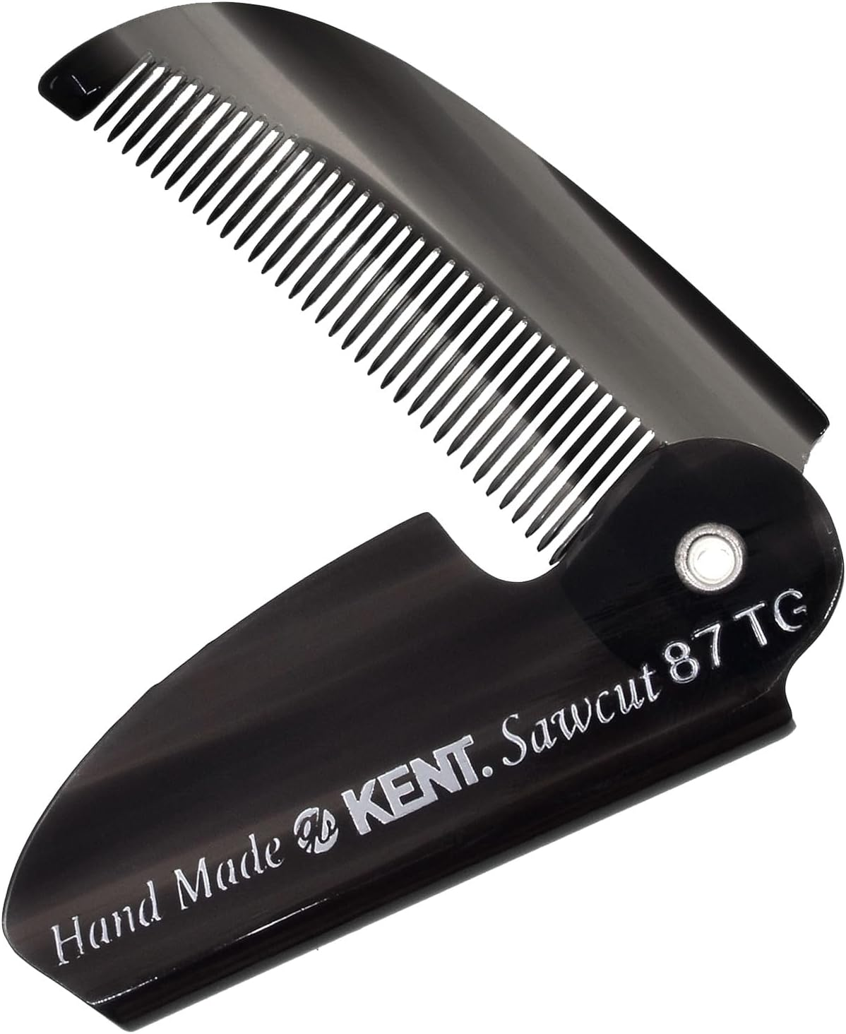 Kent 87T Combo Handmade Folding Pocket Comb for Men, Fine Tooth Hair Comb Straightener for Everyday Grooming Styling Hair, Beard or Mustache, Use Wet or Dry, Saw Cut Hand Polished, Made in England