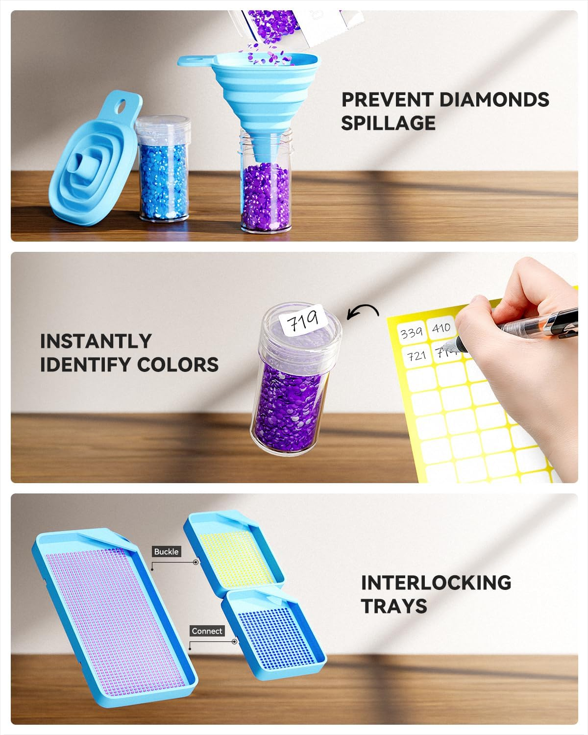 ARTDOT 30 Slots Storage Organizer for Diamond Painting Kits,Portable Diamond Art Storage Box with Accessories and Tools for Adults image number 4