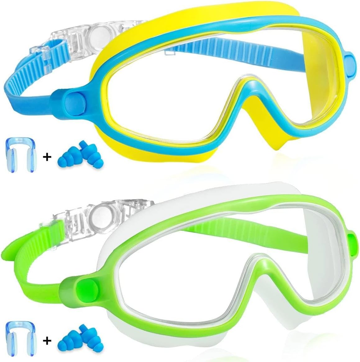Swim Goggles 2 Pack Anti-Fog Anti-Uv Wide View Swimming Goggles for Kids 3-14 image number 3