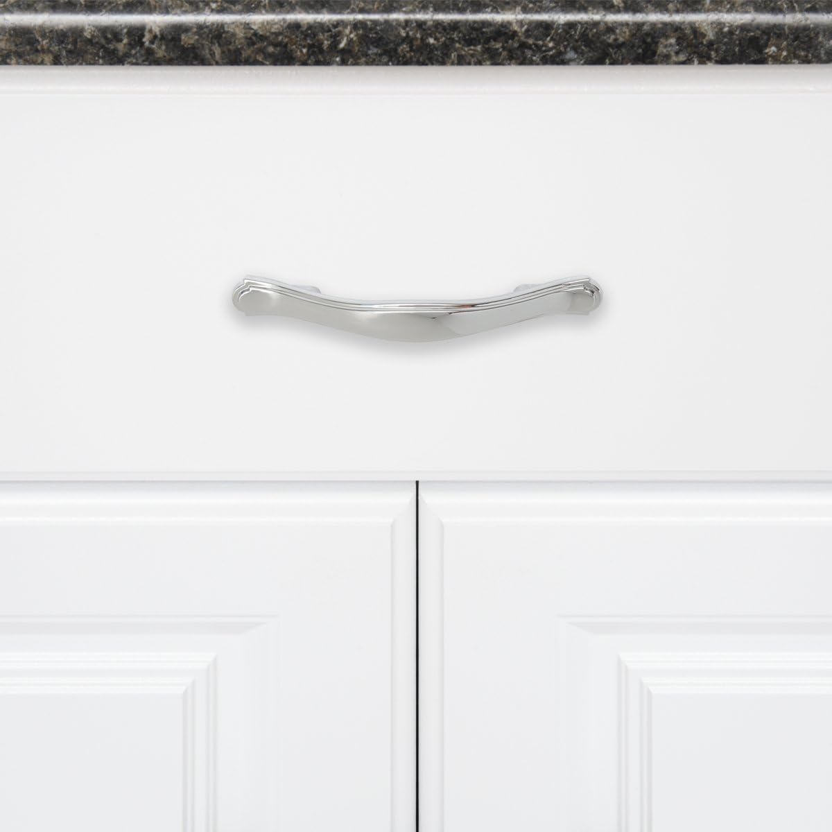 Amazon Basics Traditional Craftsman Cabinet Handle, 13.03Cm Length (7.6Cm Hole Center), Polished Chrome, 10-Pack