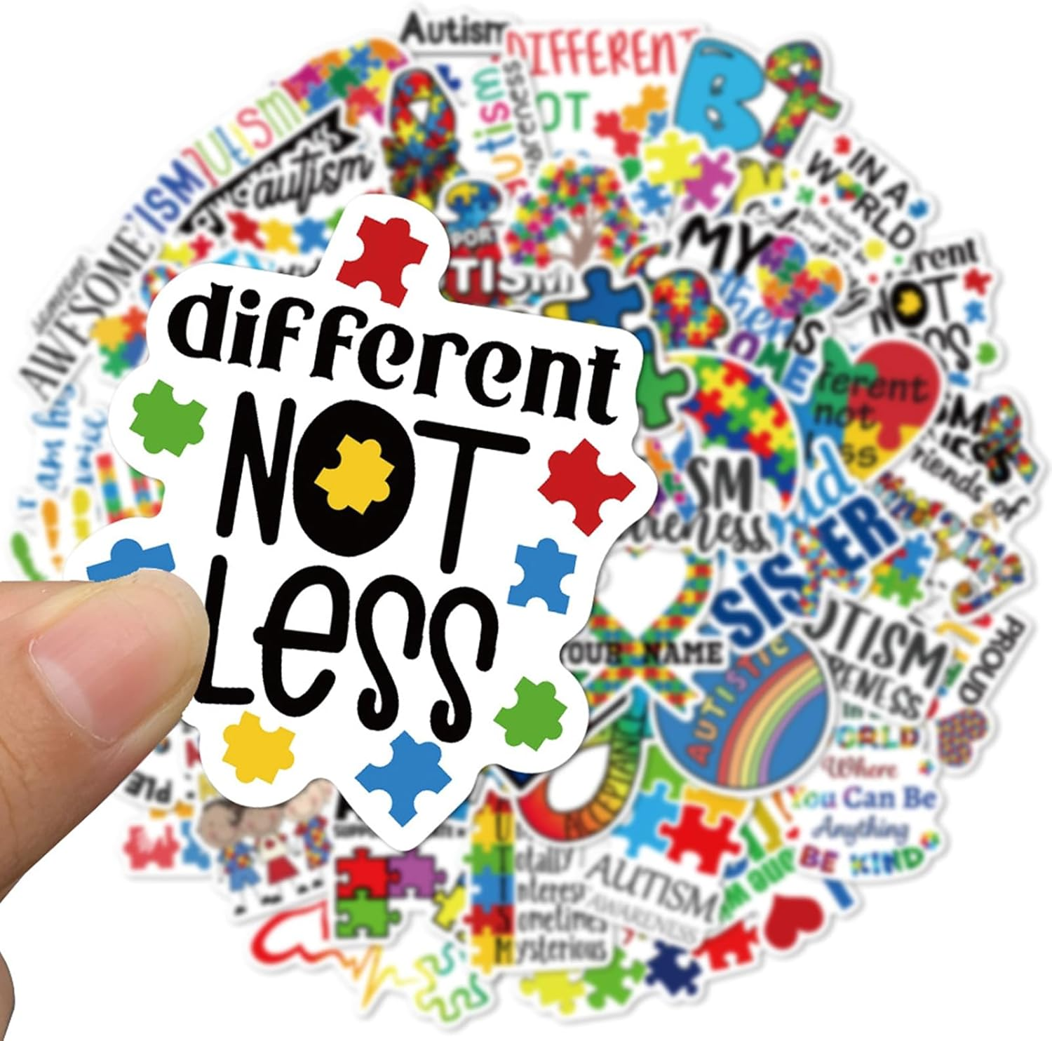 Autism Awareness Stickers 50 Pcs, Vinyl Merch, Waterproof Sticker Pack for Water Bottle, Laptop, Adult Teen Kids