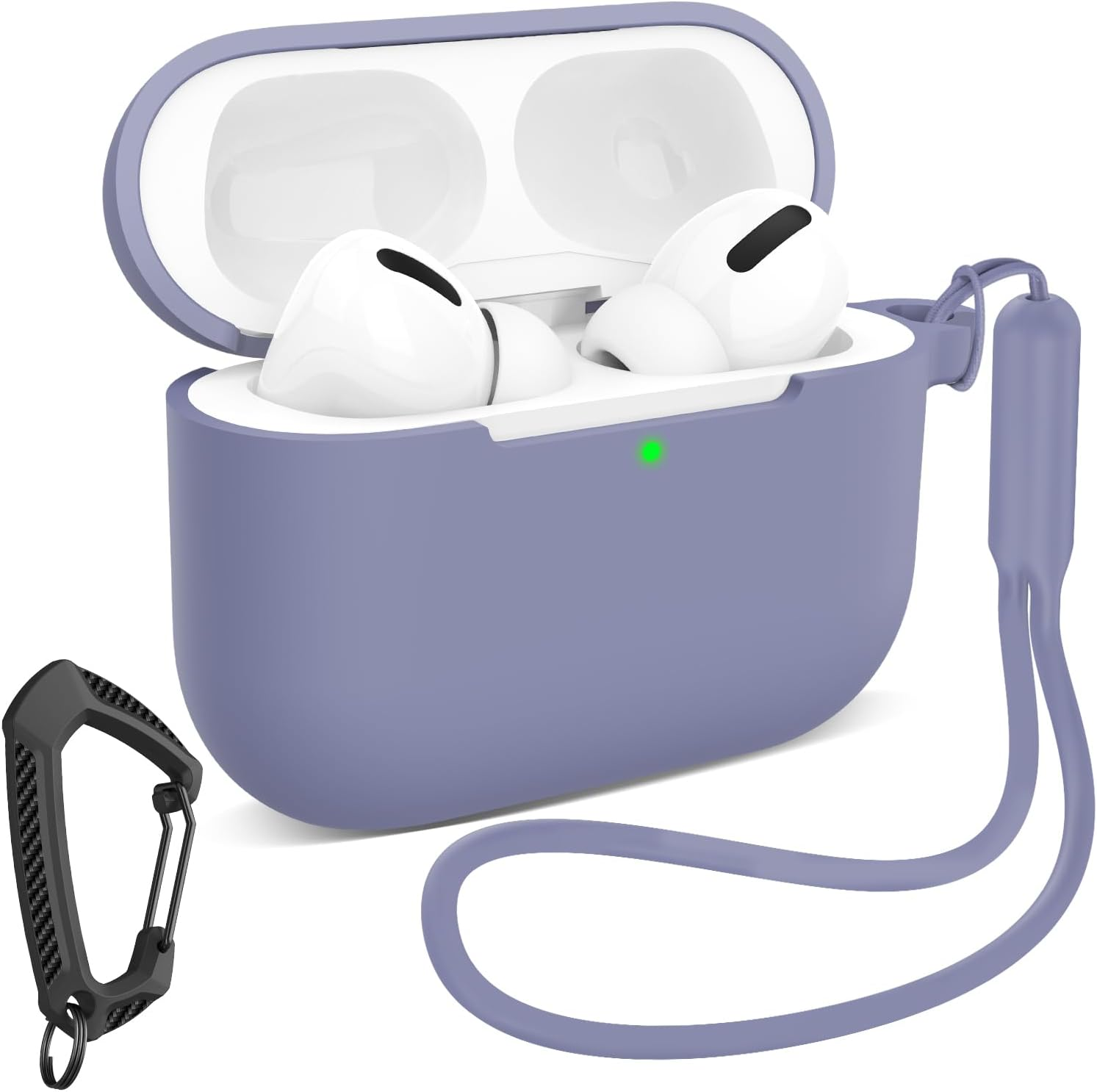 MILPROX Case Compatible for Airpods 4 Case - Soft Silicone Protective Skin Cover with Keychain/Strap, Front LED Visible, Shockproof Slim Cases Compatible for Airpod 4Th Generation - Lavender Purple