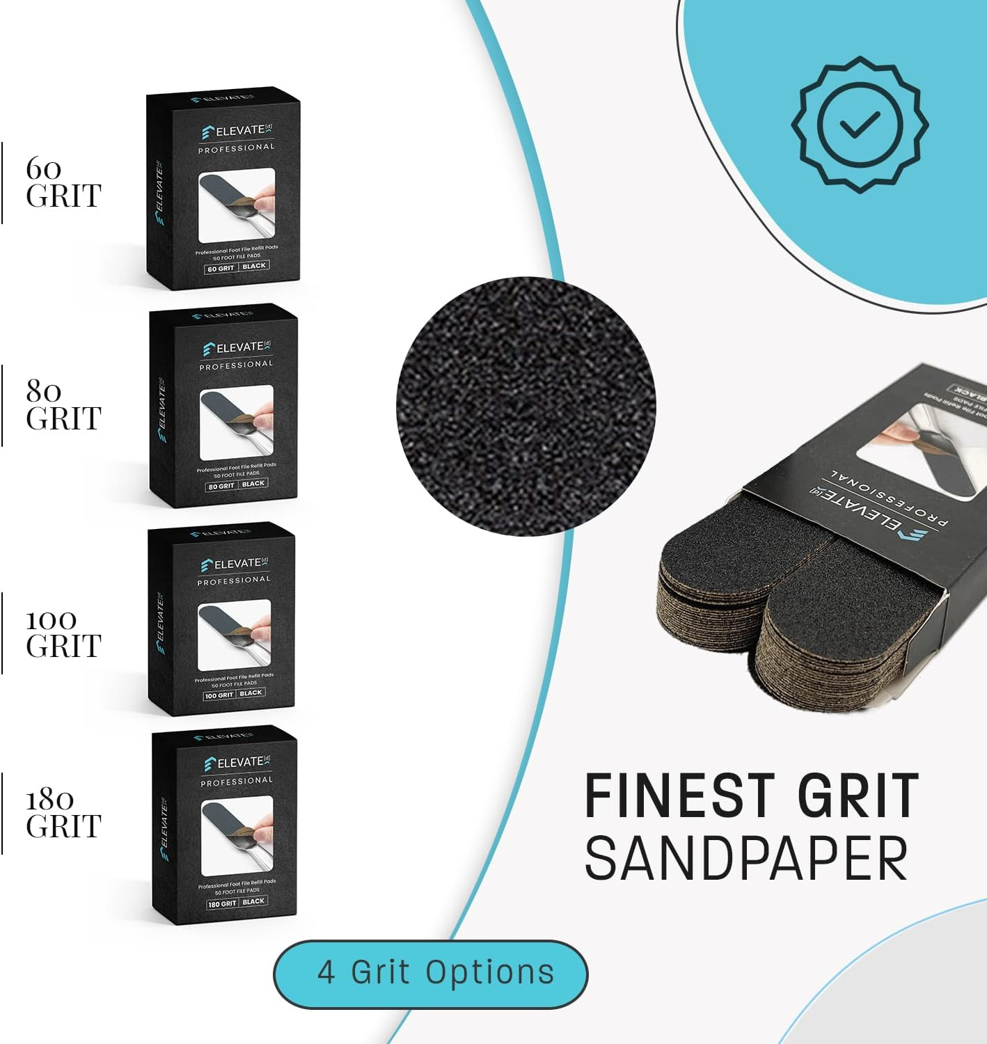 Professional Pedicure File Refills - Pack of 50 Foot File Replacement Pads - Black - Disposable Foot Files for Pedicures - Pedi Foot File Pads with Water Resistant Strong Adhesive (80 Grit) image number 1