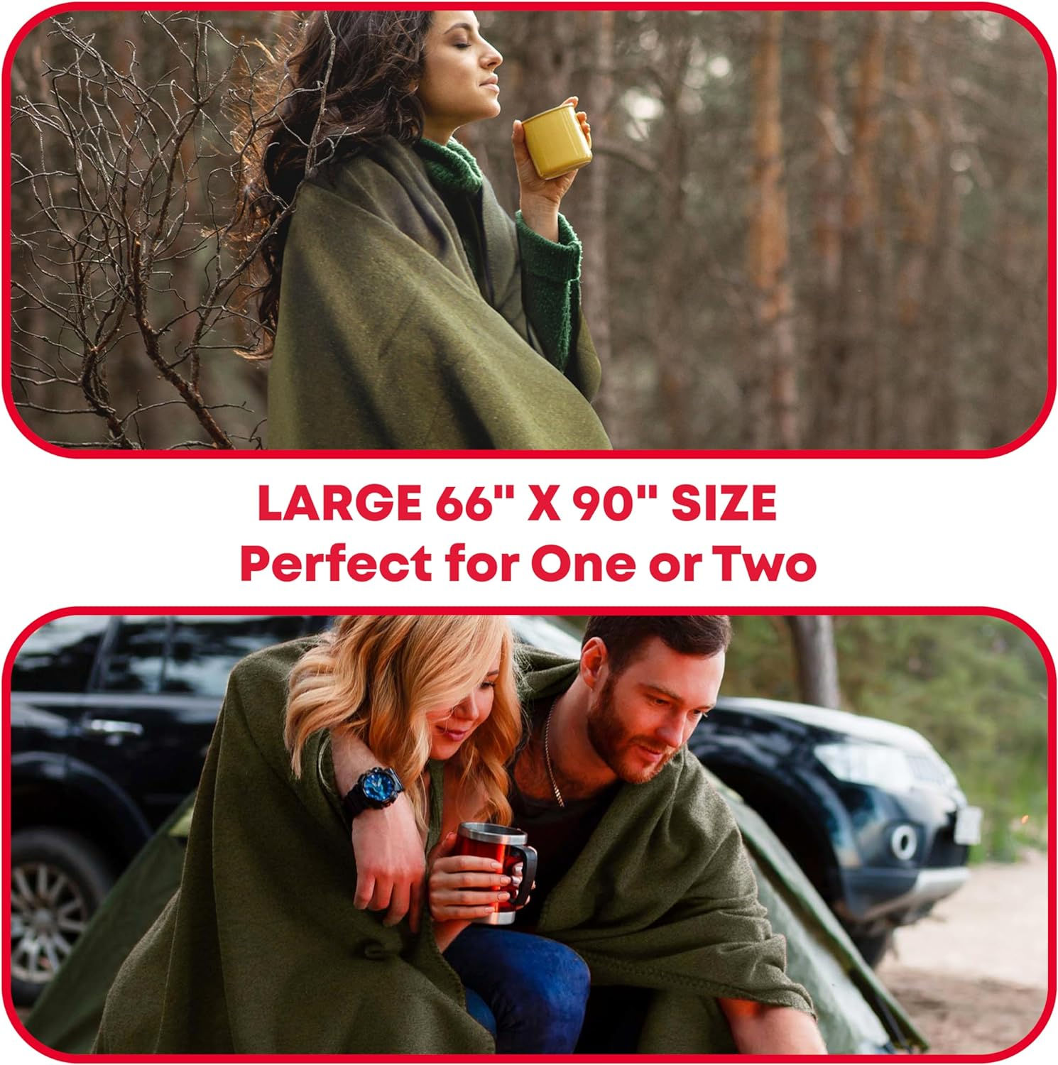 Olive Drab Green Warm Fire Retardant Blanket, 66" X 90" (80% Wool)-Us Military Style image number 5