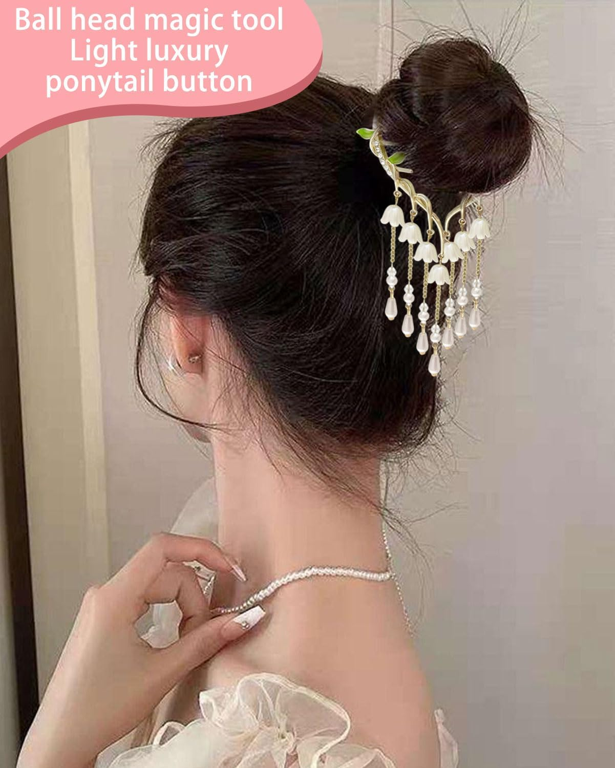 TPZORJX Women'S Hair Accessories, Hair Clip, Tassel Pill Hair Clips, Women'S Fashionable Elegant Hair Clip, Ponytail Buckle, Vintage Flowers, Beads, Hair Clips for Women, Girls, Hair Clip, Lily of The image number 2