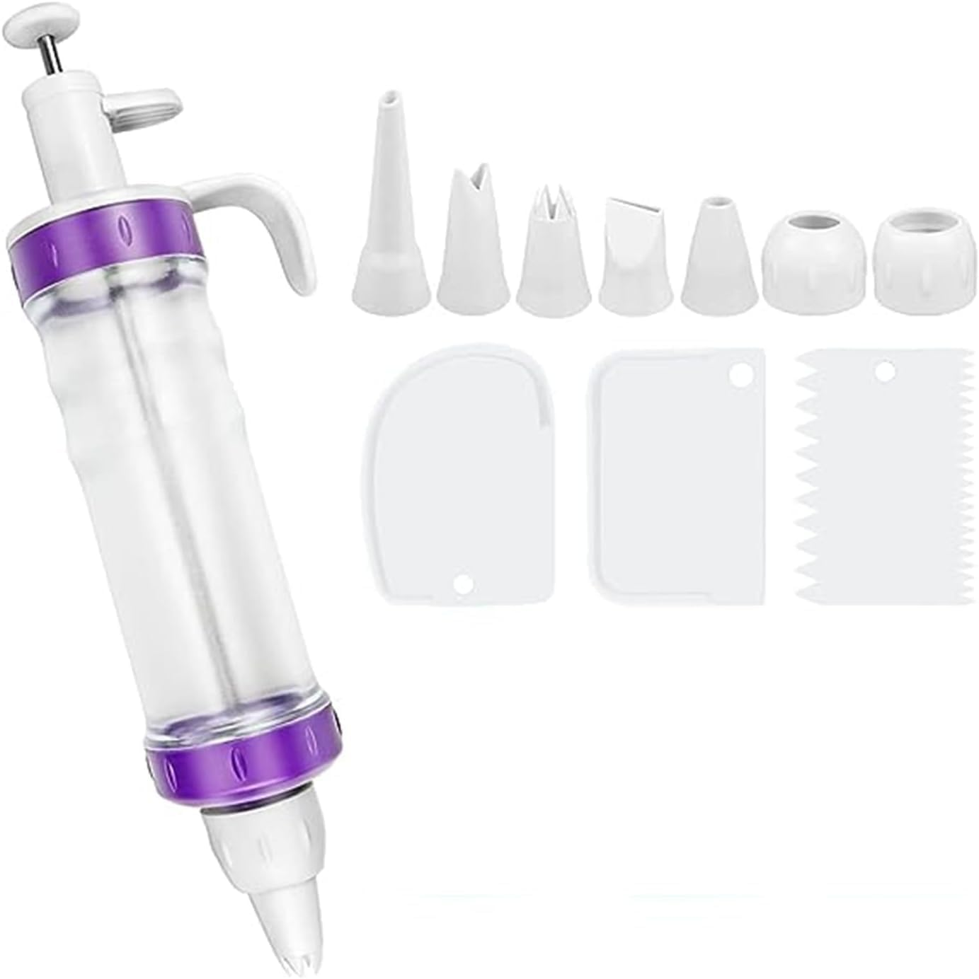 11Pcs Dessert Decorating Syringe Set, Dessert Decorator plus Icing Dispenser Cupcake Filling Injector Set, Cupcake Frosting Filling Injector Dessert Cream Piping Syringe Kits with Nozzles and Scrapers image number 4