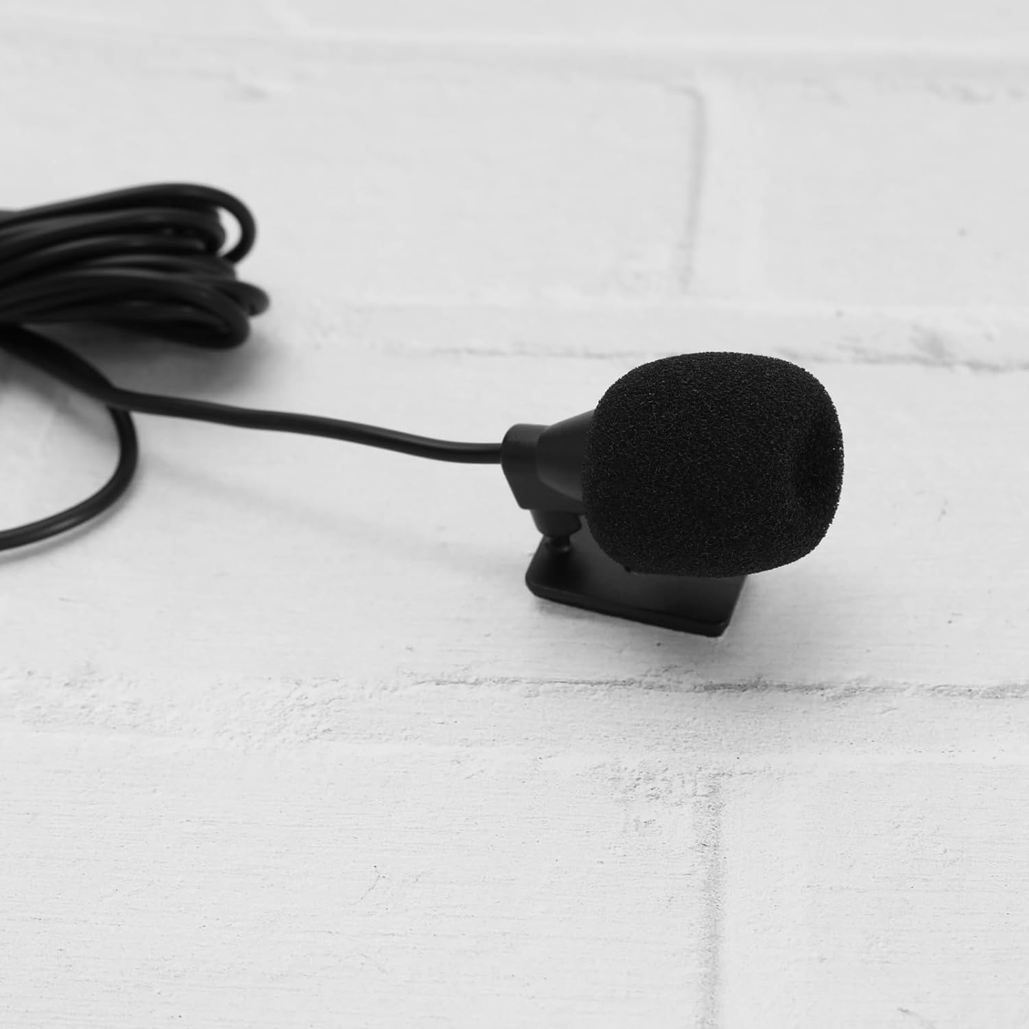 Ecsing 1X Clip Microphone GPS Stereo Radio Wired Car Microphone Buckle Paste Type with Microphone Sponge Black 60Hz-15Khz, 3.5Mm image number 5