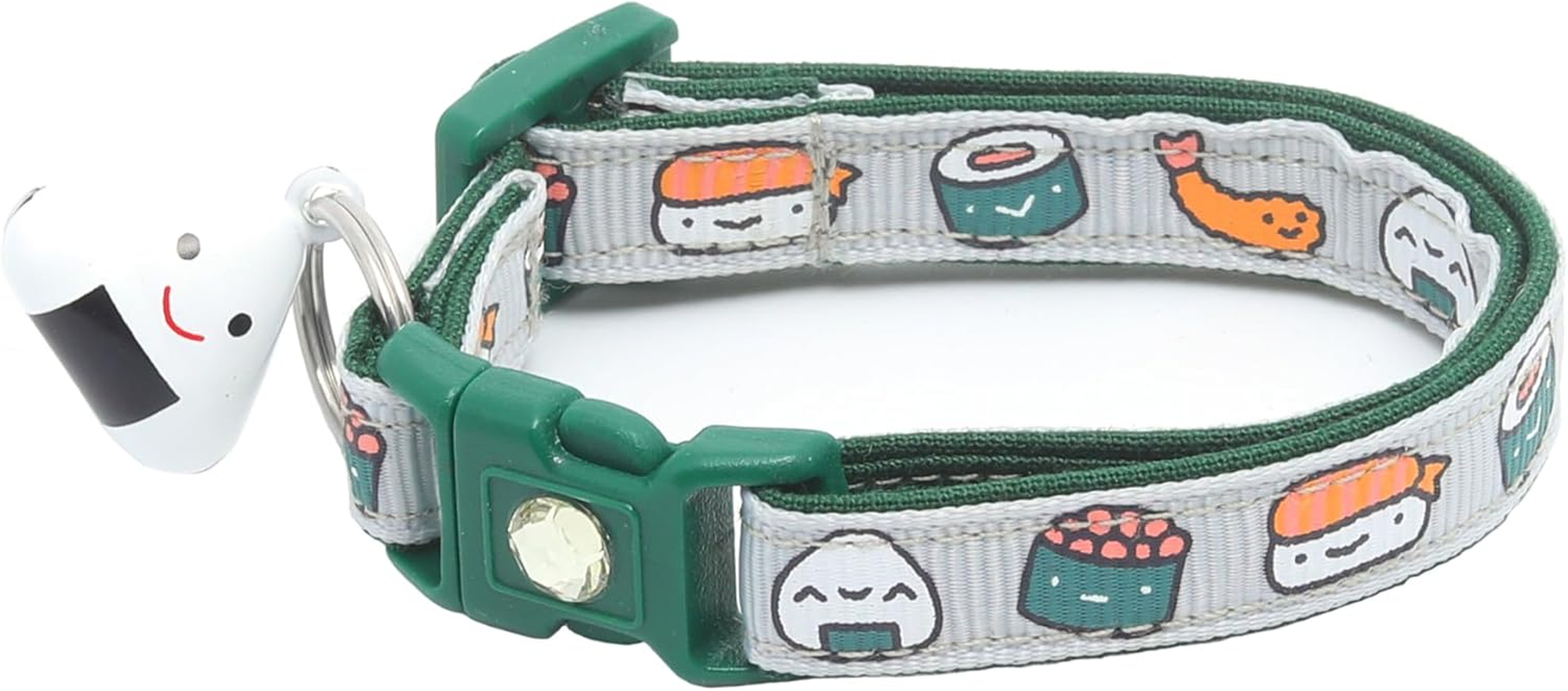 Sushi Cat Collar with Onigiri Bell | Adjustable Large Size or Kitten Collar | Safety Breakaway Collarr (Large(10Lbs & Up), Ginger) image number 1