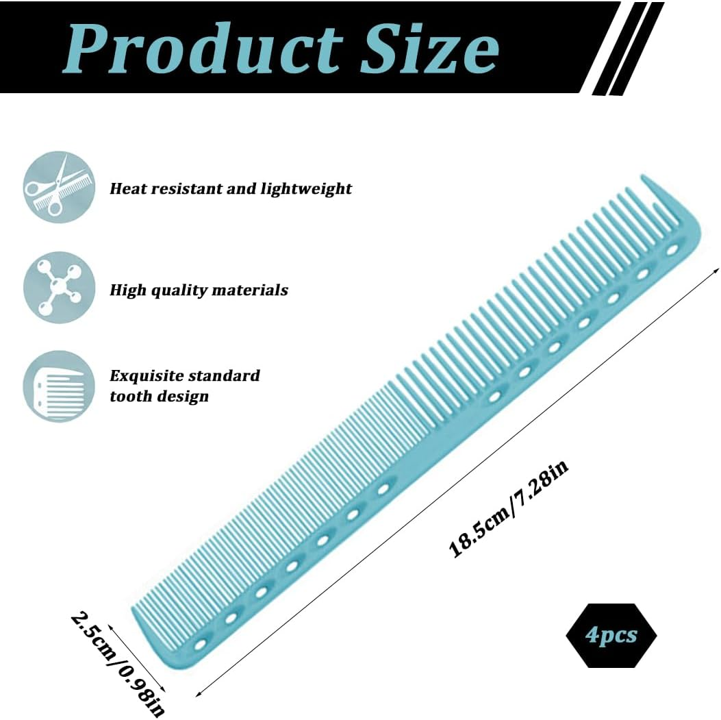 Styling Comb, 4 Pieces, Carbon Fibre Hair Combs, Shatterproof Premium Coarse Zinc Carbon Comb, Coarse Fine 2 Teeth, Salon Hairdresser Hair Care, for Men and Women with Different Types of Hair image number 3