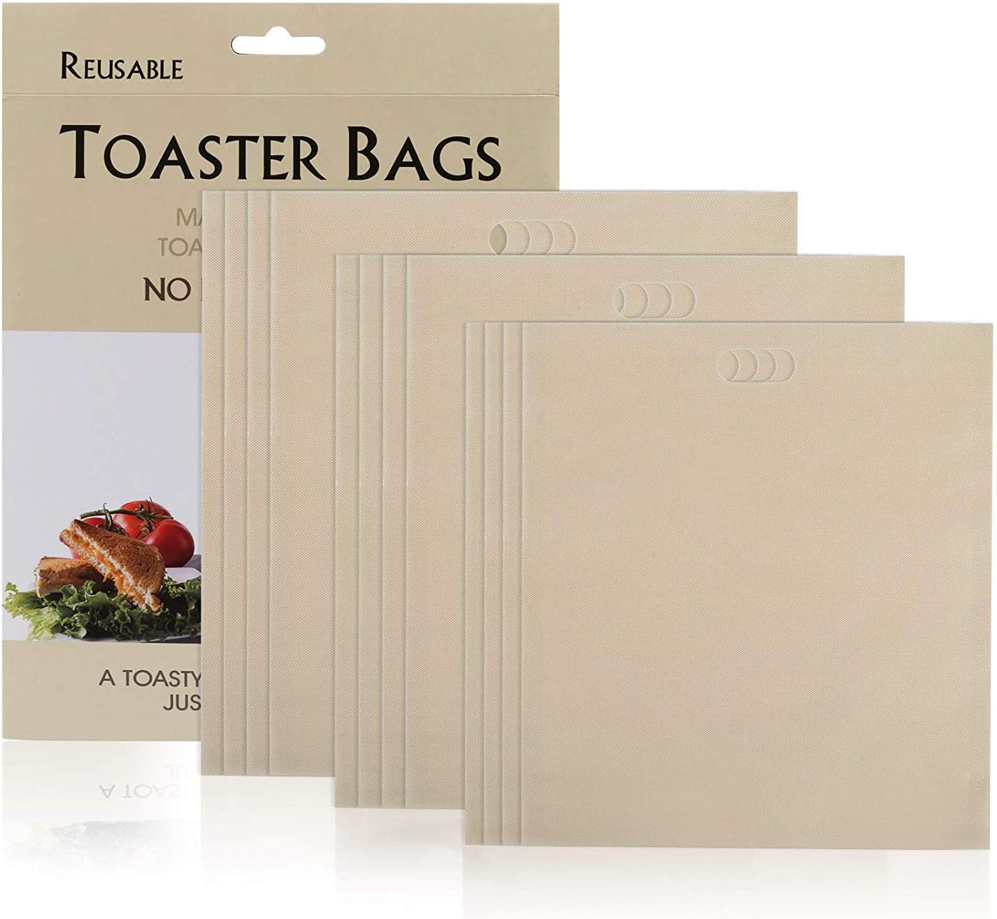 GWHOLE Toaster Bag, 3 Sizes 12 Pack Non-Stick Reusable Toaster Bags Hear Resistant Microwave Oven Toaster Sandwich Bags for Grilled Cheese Sandwich Pizza image number 1
