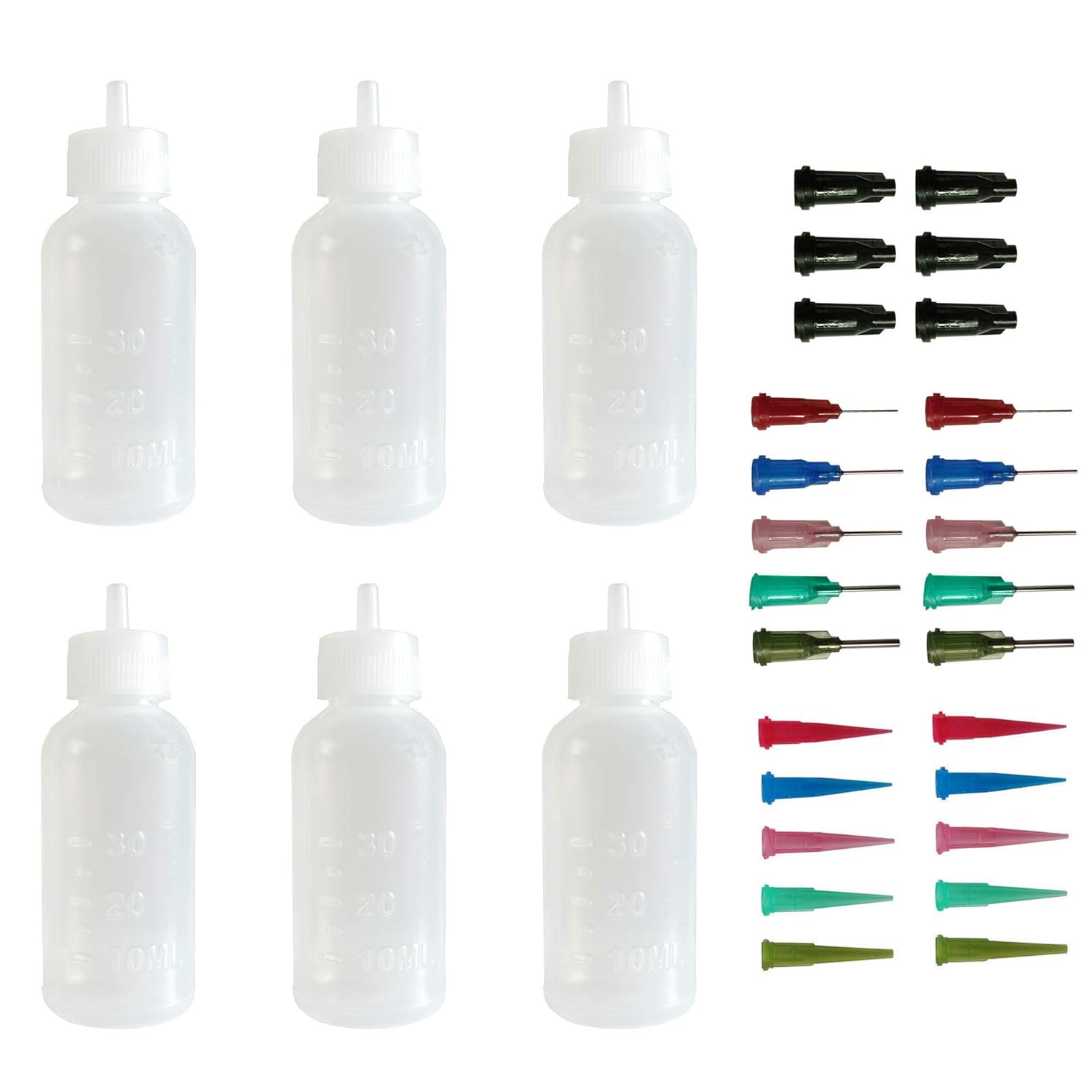Warmsky Multi-Purpose Precision Applicator Set with 6Pcs 1 Oz Plastic Squeeze Bottles and 20 Tip for Hobby Craft DIY Project image number 1