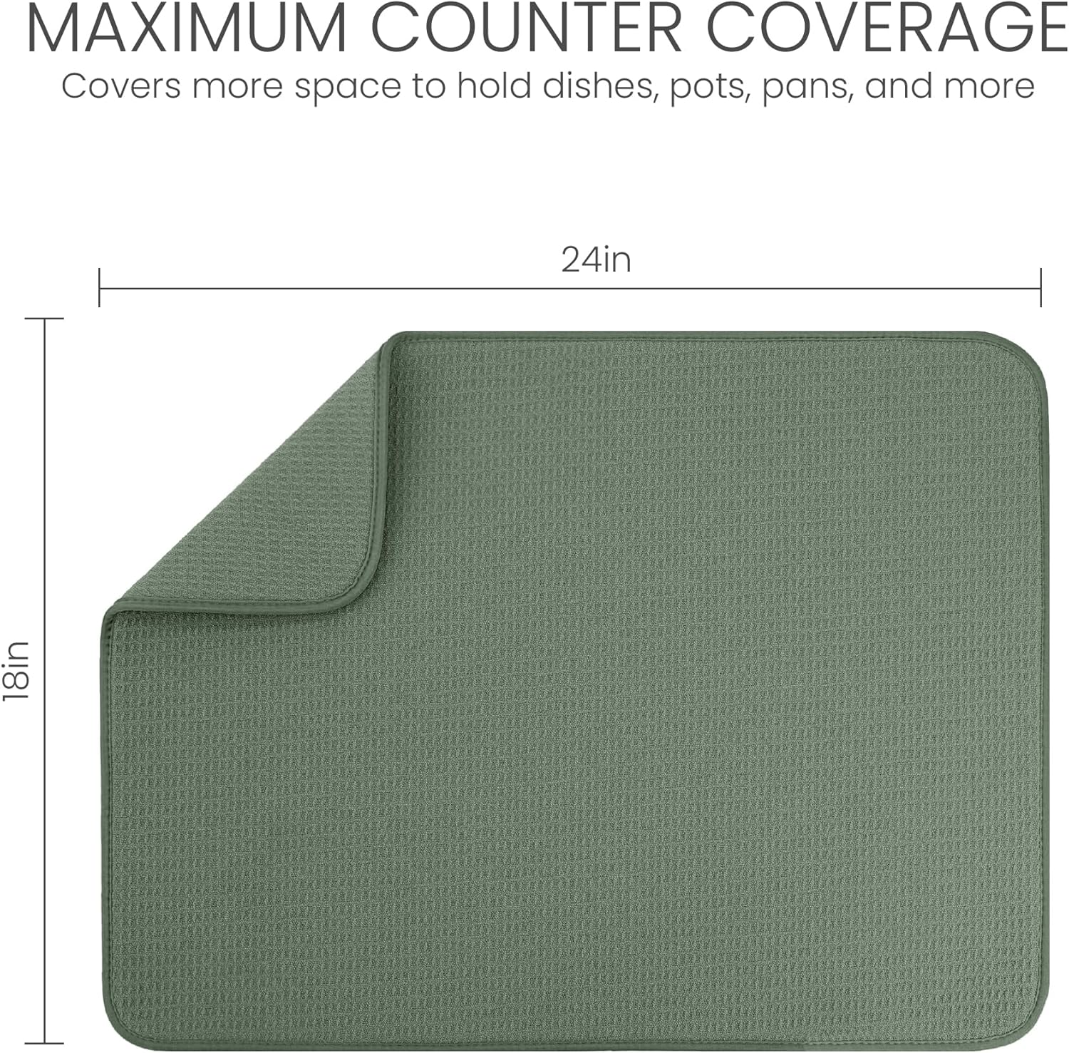 Bellemain XXL Dish Mat 24" X 17" ( LARGEST MAT ) Microfiber Dish Drying Mat , Super Absorbent ( Green ) image number 6