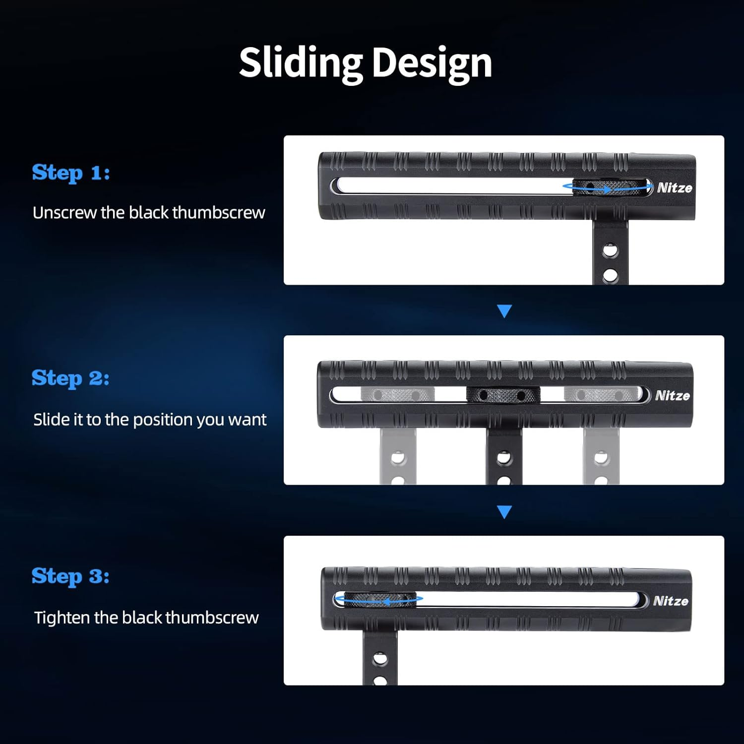 Nitze NATO Top Handle, NATO Handle with NATO Rail, Camera Top Handle, Adjustable Top Handle with Cold Shoe and Multiple Mounting Holes - PA17 image number 4