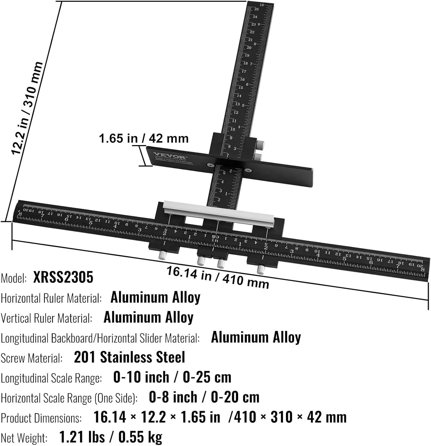 VEVOR Cabinet Hardware Jig, Aluminum Alloy Cabinet Handle Jig with Center Punch, Adjustable Cabinet Hardware Template Tool, for Installation of Door Drawer Front Knobs Handles and Pulls image number 1