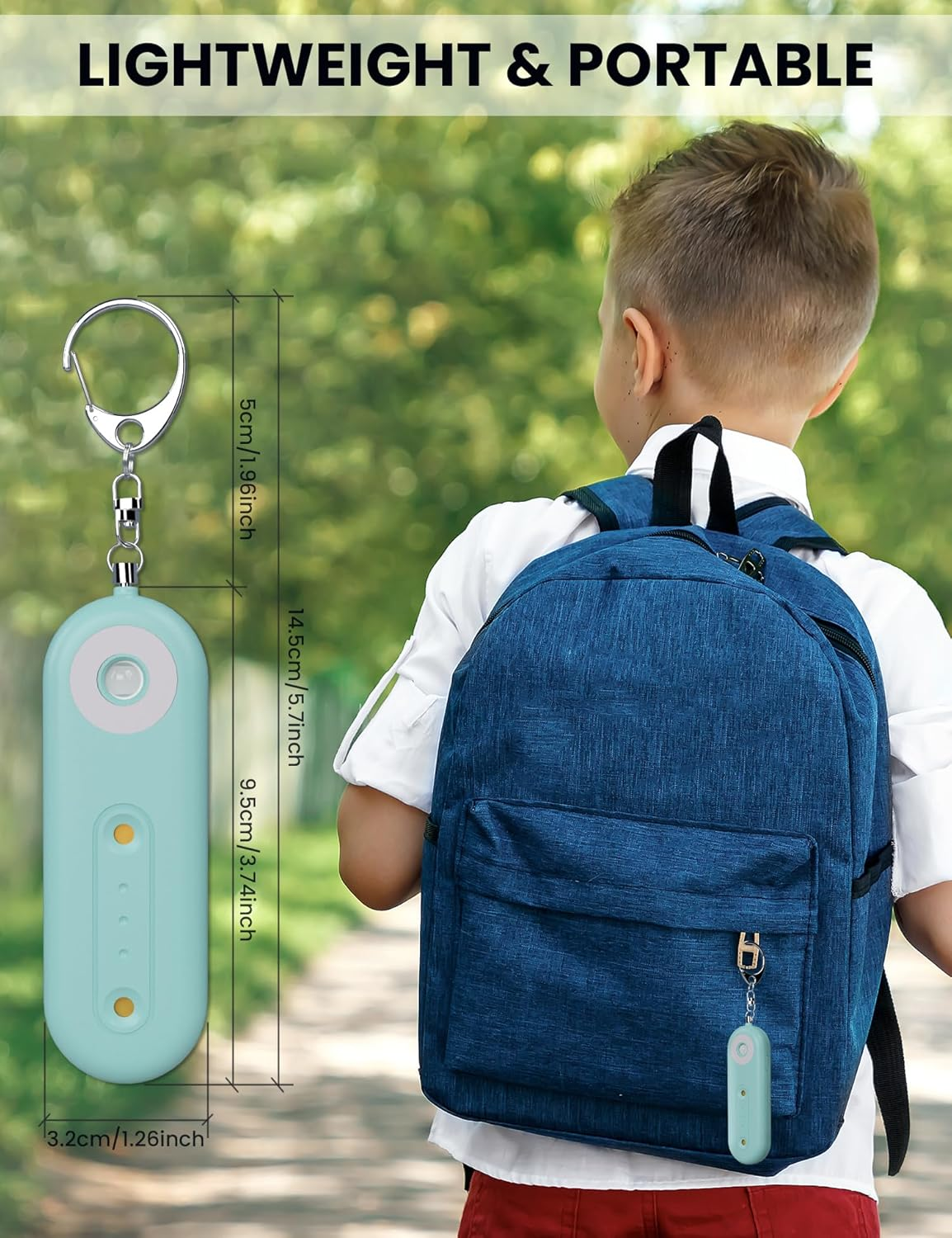 ROTOPATA Personal Safety Alarm Keychain for Women, Rechargeable 130DB Loud Emergency Self Defense Key Chain Siren with LED Strobe Light for Elderly Traveling College Essentials (Light Blue) image number 4