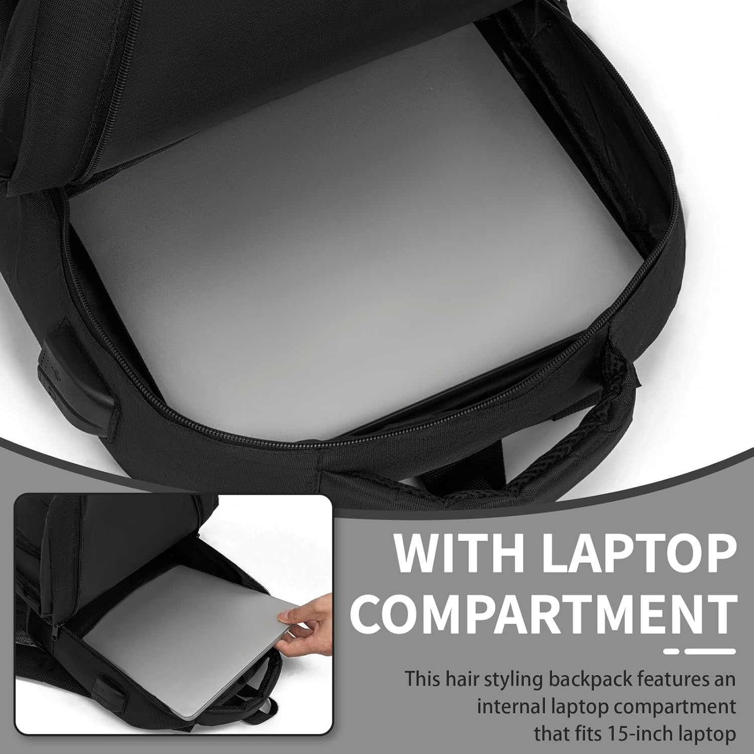 TORIBIO Barber Supplies Bag Backpack for Clippers and Supplies,Portable Barber Clipper Bags for Men,Large Hairstylist Travel Bag for Barber Tools image number 5