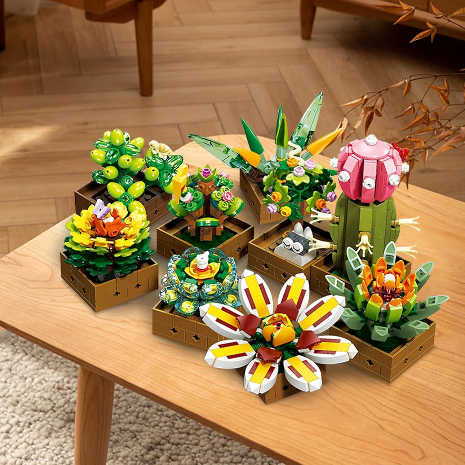 Succulent Flowers Botanical Collection Building Set Tiny Succulent Bonsai Plant Set for Adult Home D&eacute;cor, Botanical Collection, Ideas Gifts for Girls Women 913 Pieces image number 4