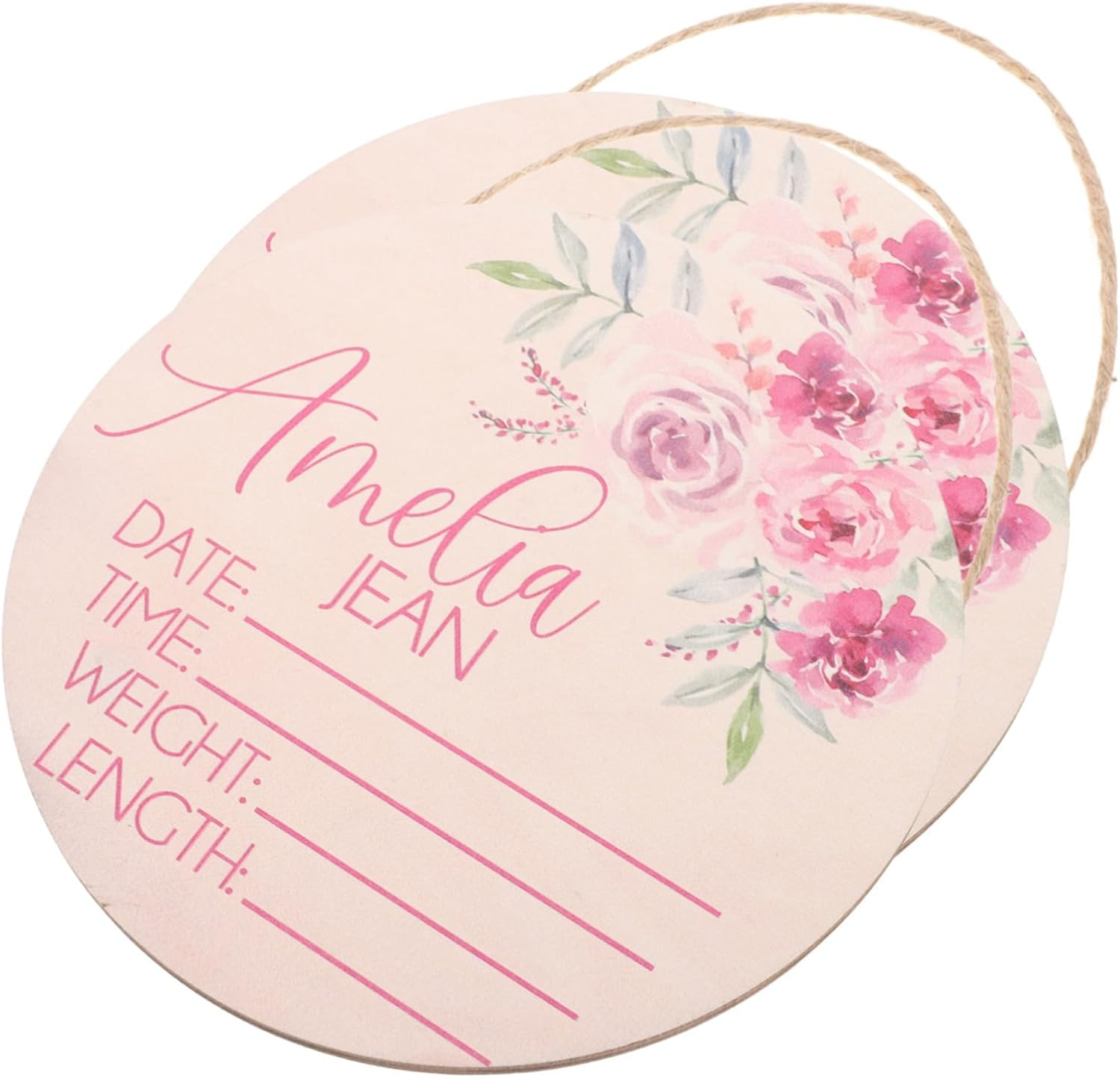 FRCOLOR 2Pcs Name Announcement Sign Wooden Newborn Name Plaques for Hospital Photo Props Growth Record Shower Gift image number 5