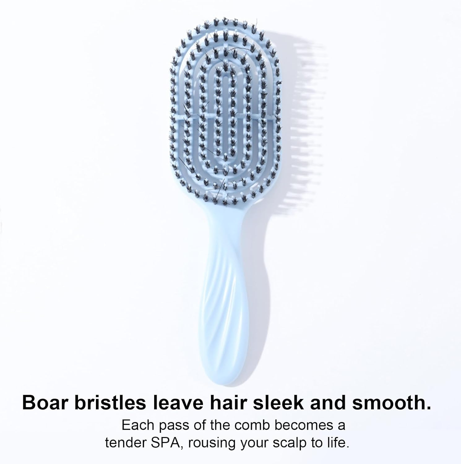 Boar Bristle Hair Brush - Homiladi Frizz Control & anti Static Detangling Comb | Adds Shine & Scalp Massage | Wet/Dry Use | Hair Brush Women | Salon-Finish Hair Brushes (Blue)
