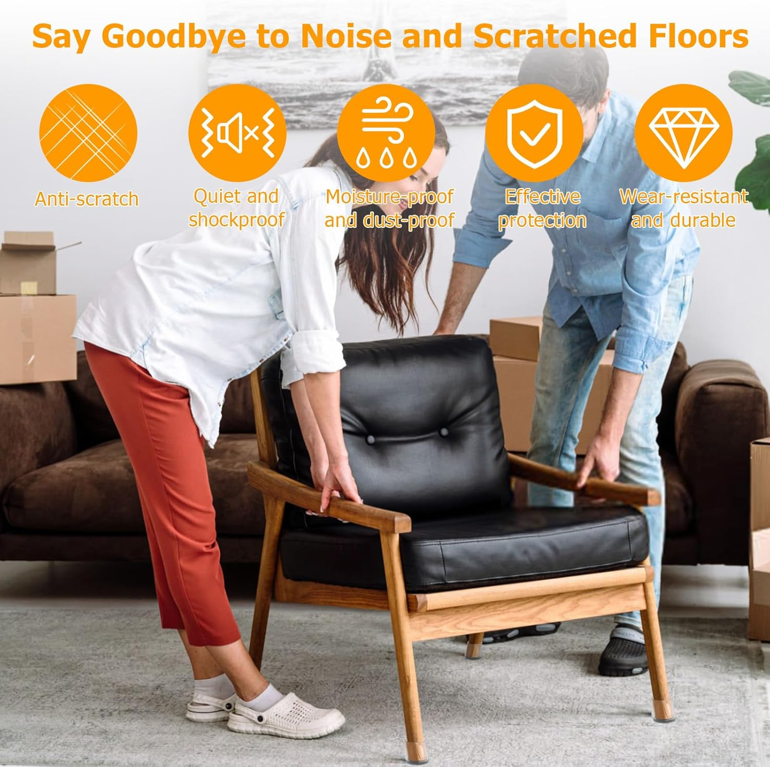 32PCS Silicone Chair Leg Protectors - Thicken Rubber Chair Feet Caps Covers Pads, Furniture Pads Floor Protectors for Hardwood Floors Protectors for Chairs, No Scratches and Reduce Noise (Clear02, S) image number 6