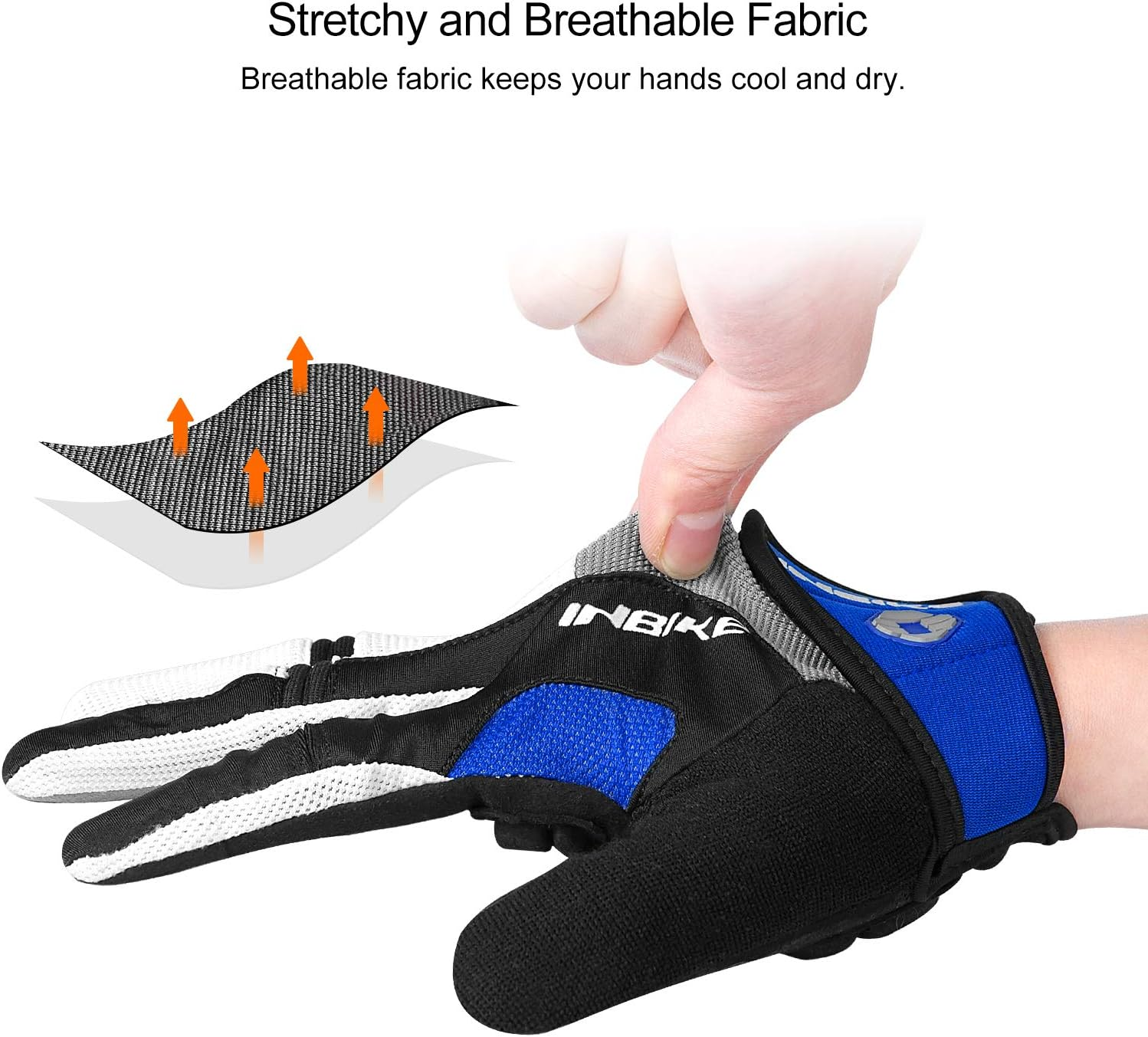 INBIKE Men'S Cycling Gloves, Full Finger Gel Padded Mountain Bike image number 3