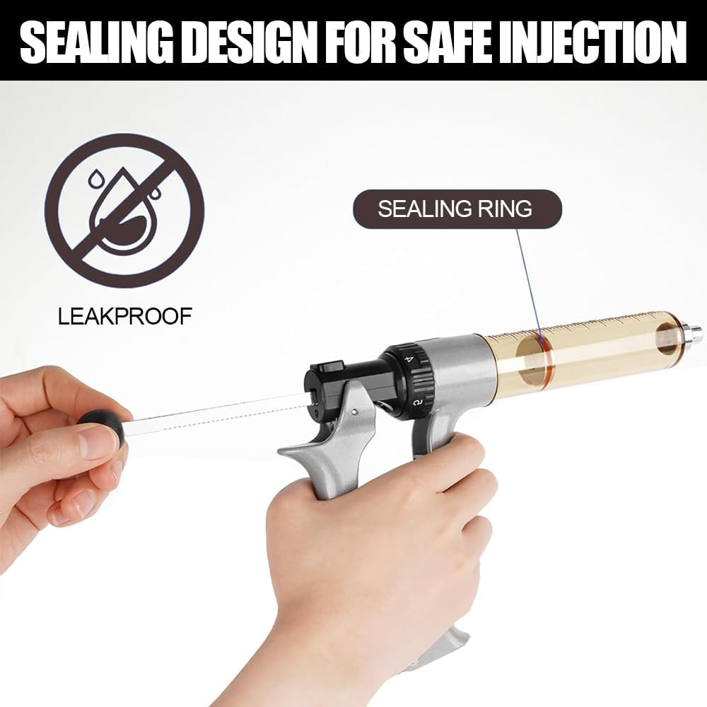 GUDAJIN 50Ml Semi-Automatic Livestock Syringe, Veterinary Pull Rod Syringe, Continuous Repeat Syringe with Adjustable Dose, Veterinary Vaccine Injection, Suitable for Farms and Ranches image number 5