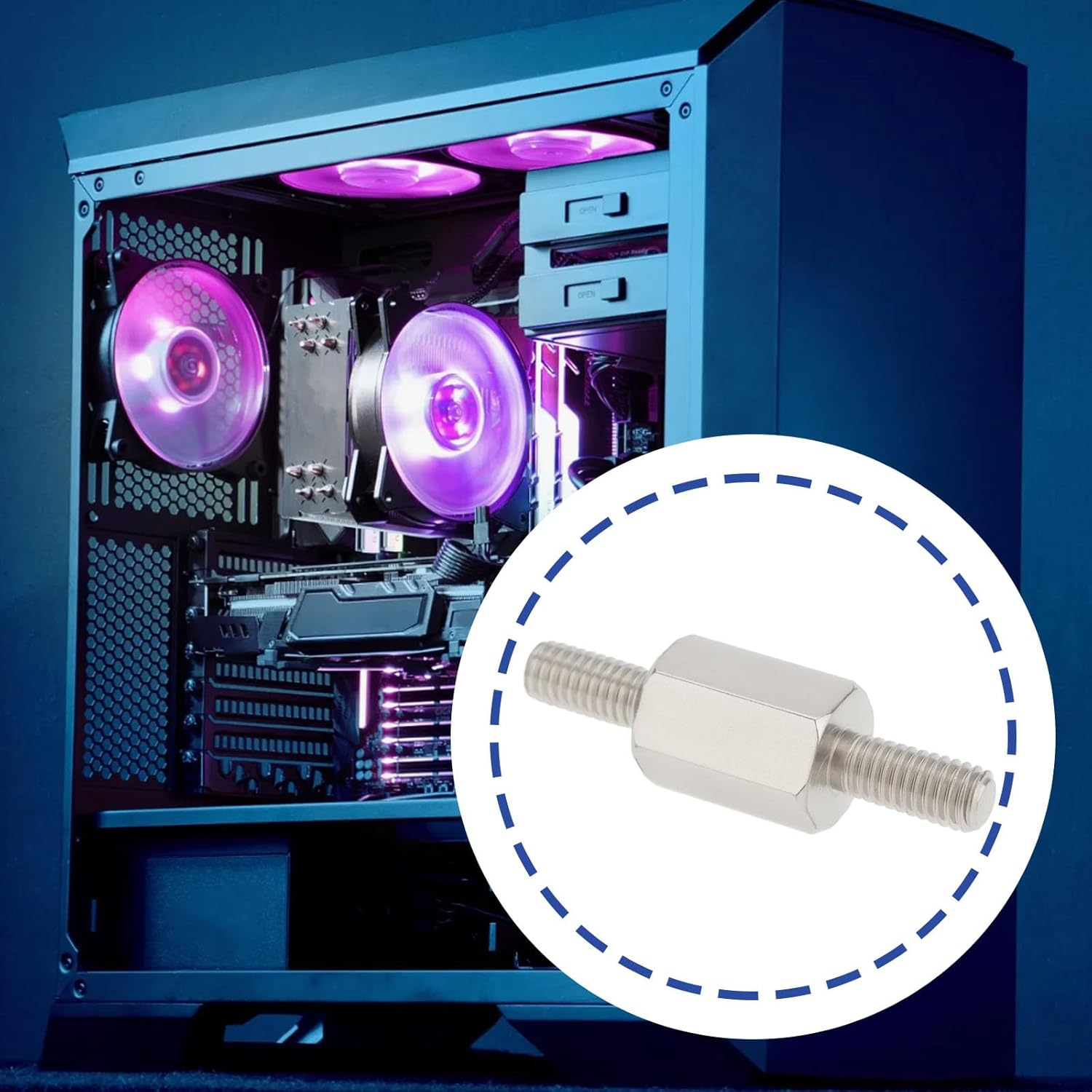 Emagtech 8 Pcs Liquid CPU Cooler Screw CPU Cooler Retrofit Kit CW-8960091-ABS Compatible with Corsair 115X 1700 Processors Silver image number 2