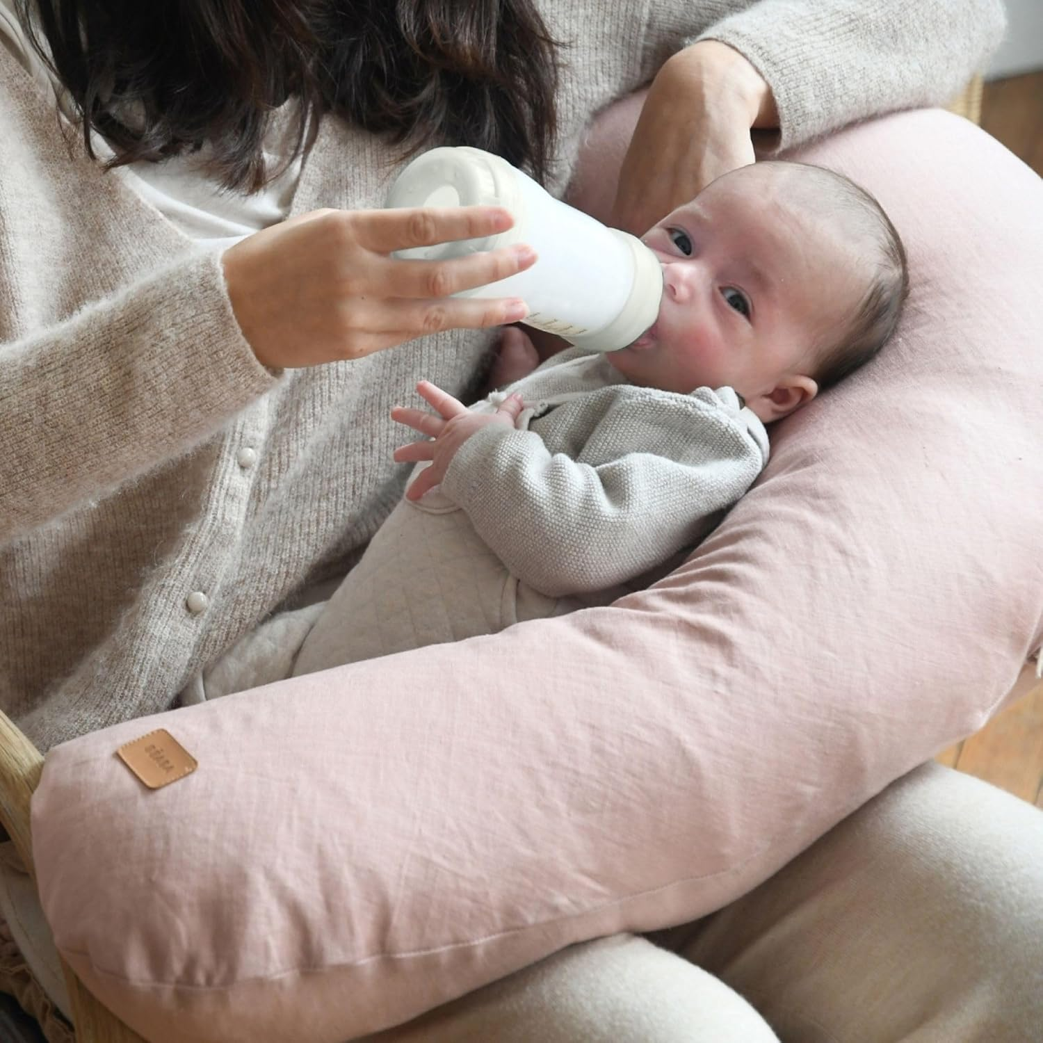 Beaba Big Flopsy Maternity and Nursing Pillow, Print Linen Rose image number 6