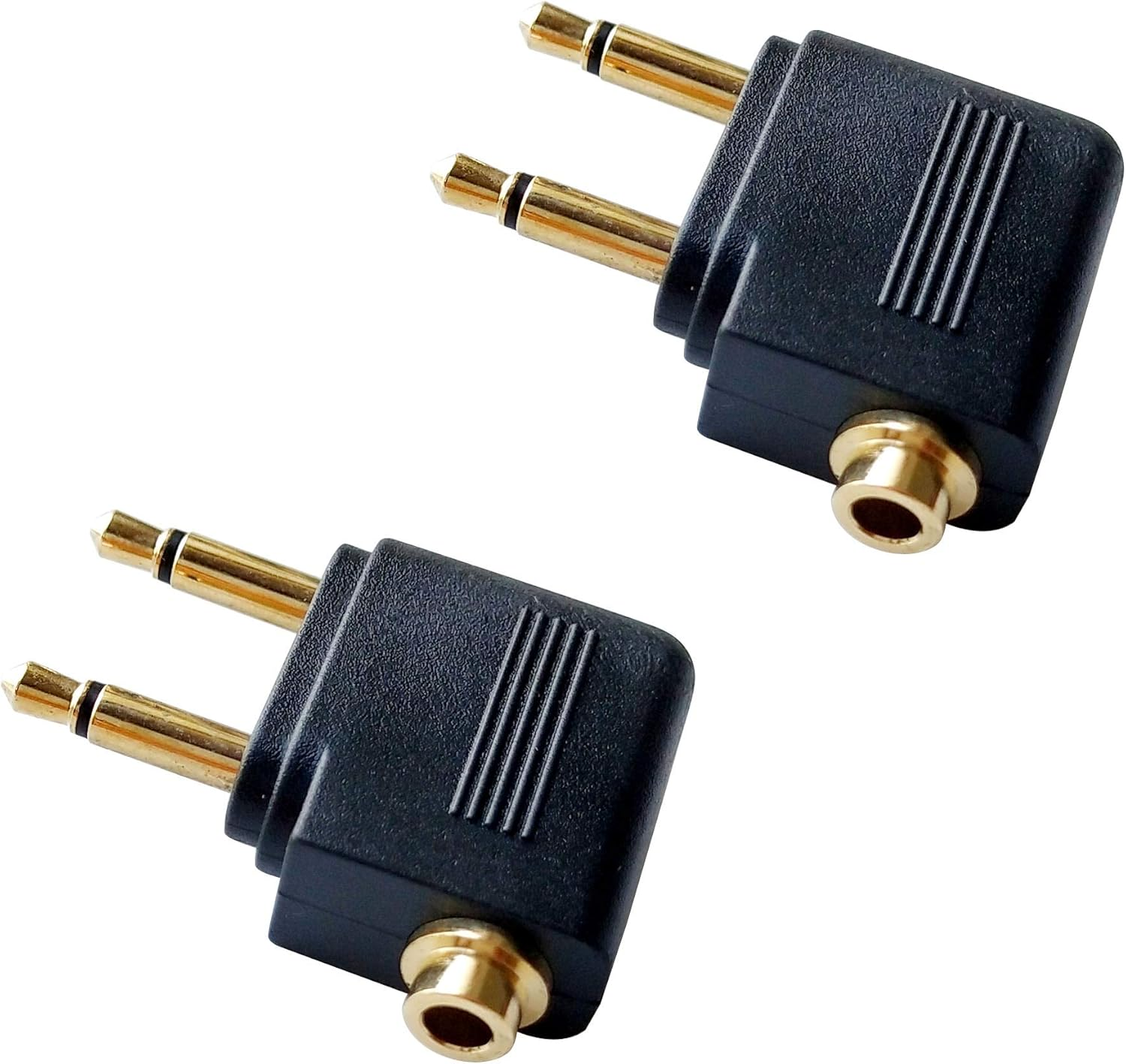 Audio Airplane Adapters Dual 3.5Mm Male to 3.5Mm Female Airline Flight Headphone Adapters Gold Plated (2 Pack) image number 4