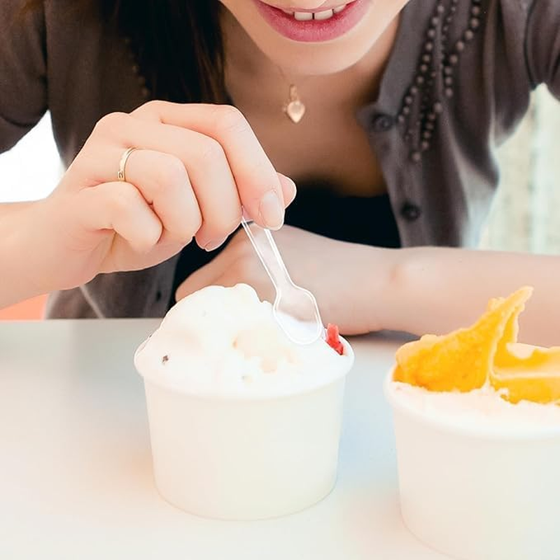 Roczential Small Plastic Spoons, 50 Pieces Transparent Mini Spoons for Ice Cream, Cake, Pudding, Yogurt (7.5Cm/2.95Inch) image number 3